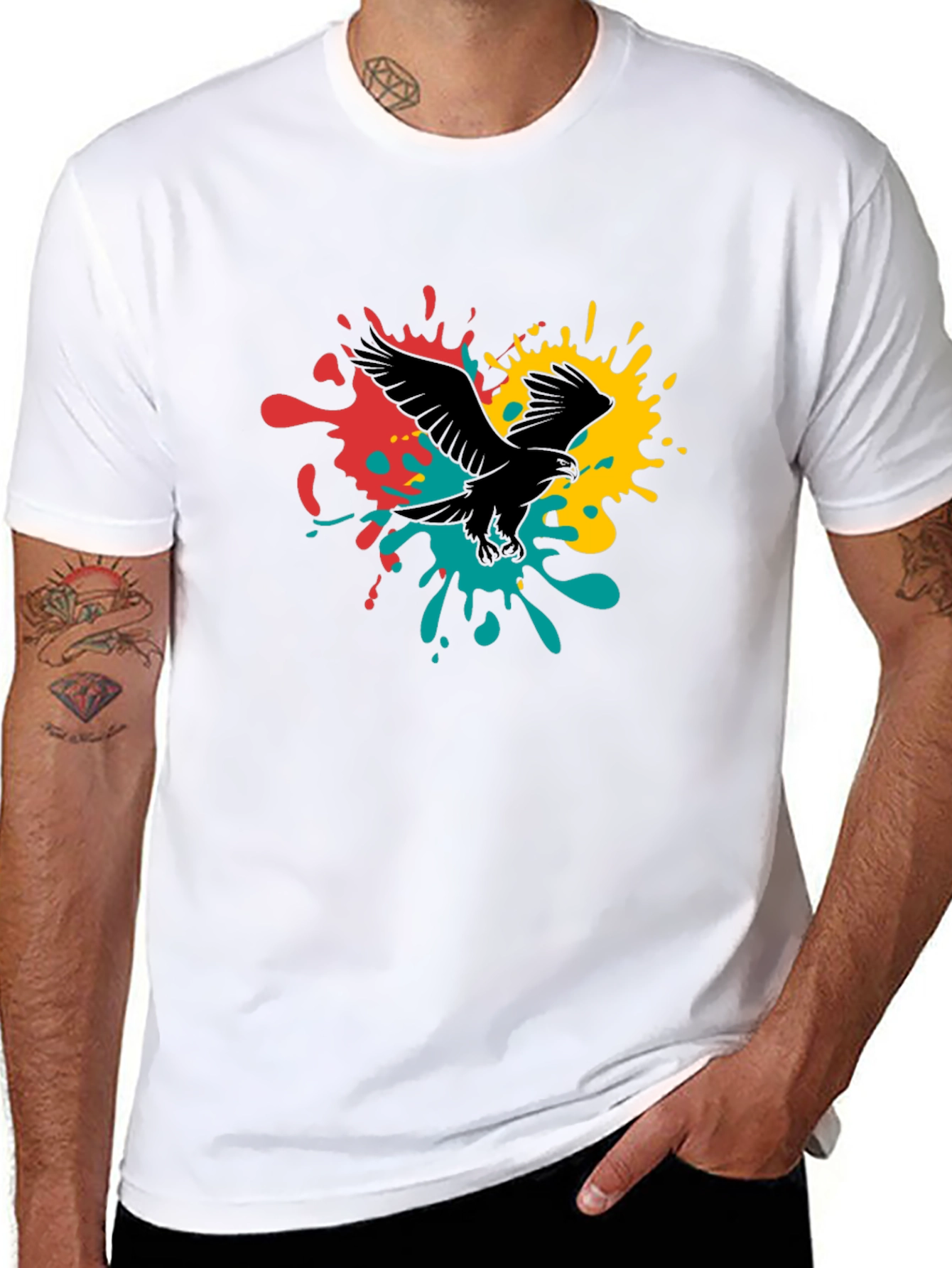 Bold Eagle Splash Graphic Tee - Black