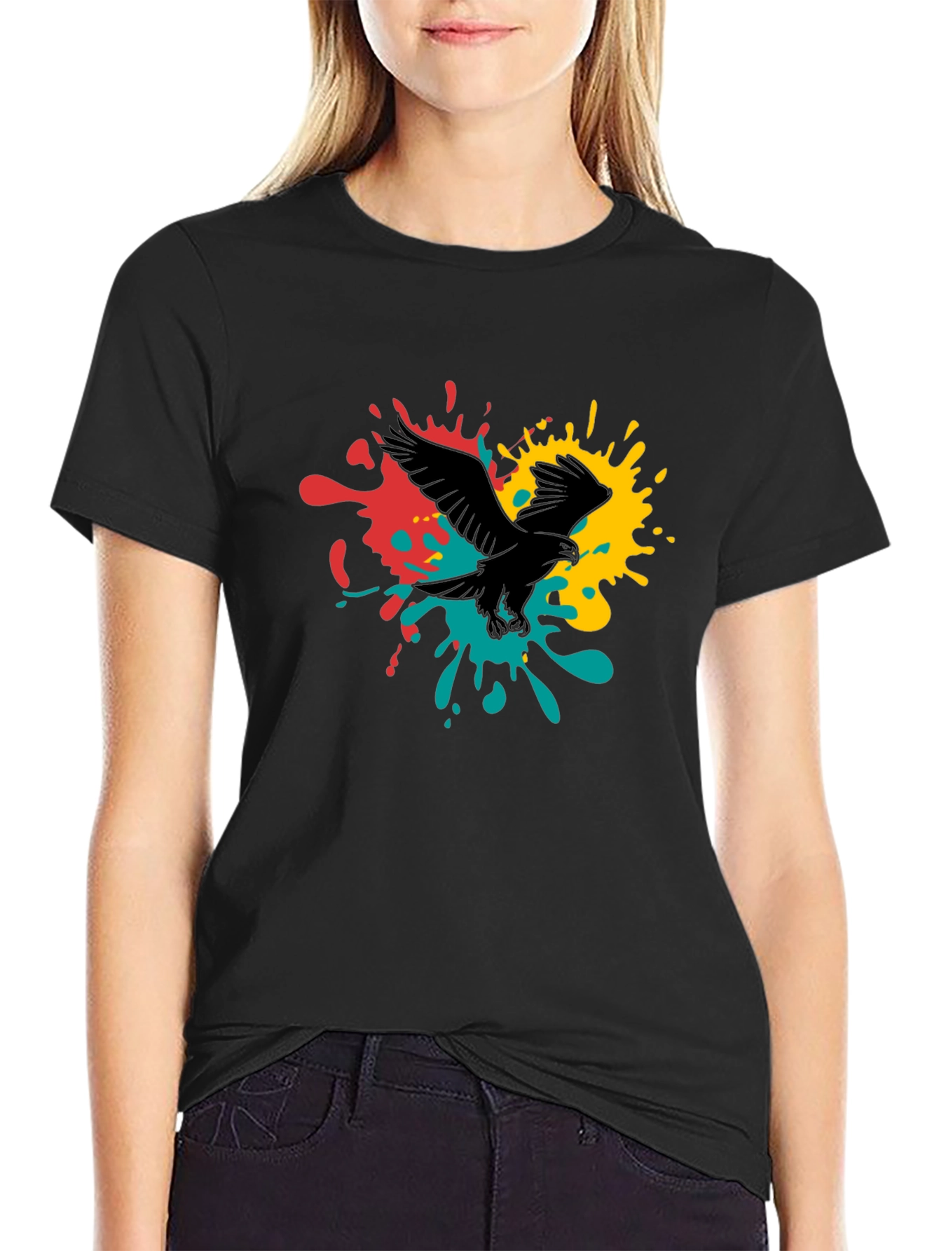 Bold Eagle Splash Graphic Tee - Black
