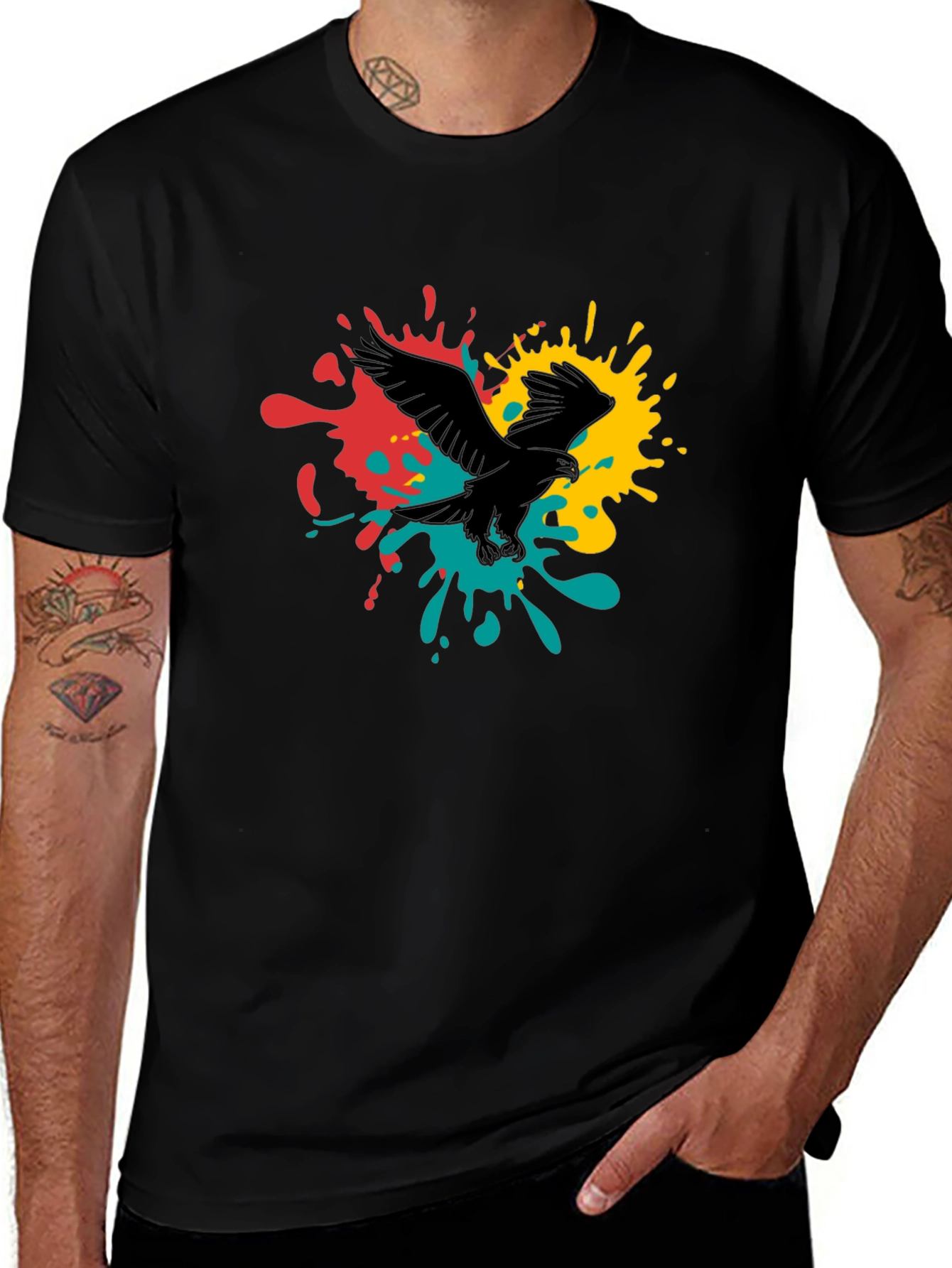 Bold Eagle Splash Graphic Tee - Black