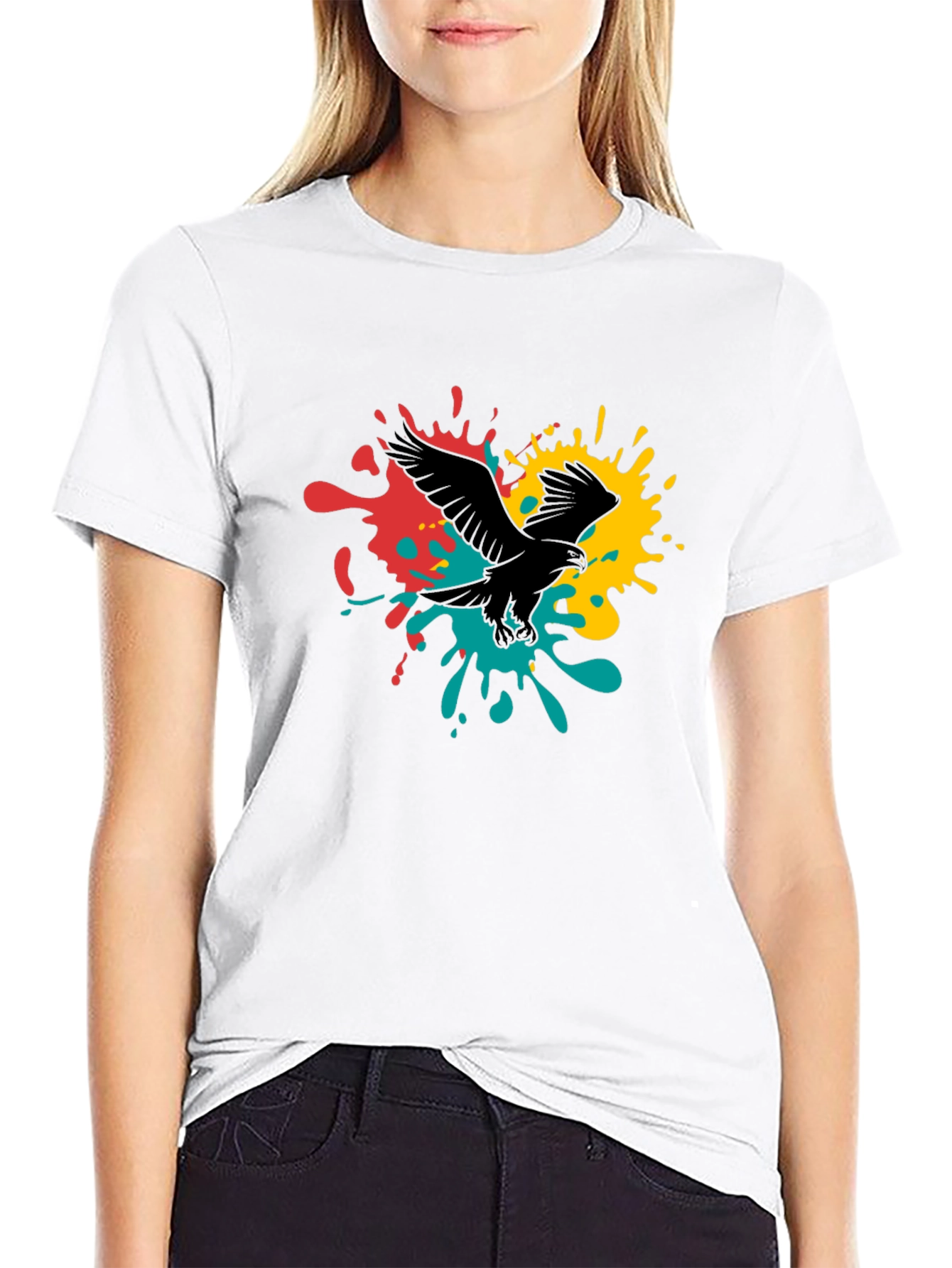 Bold Eagle Splash Graphic Tee - Black