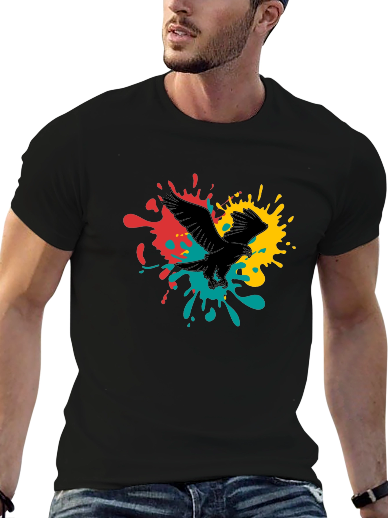Bold Eagle Splash Graphic Tee - Black