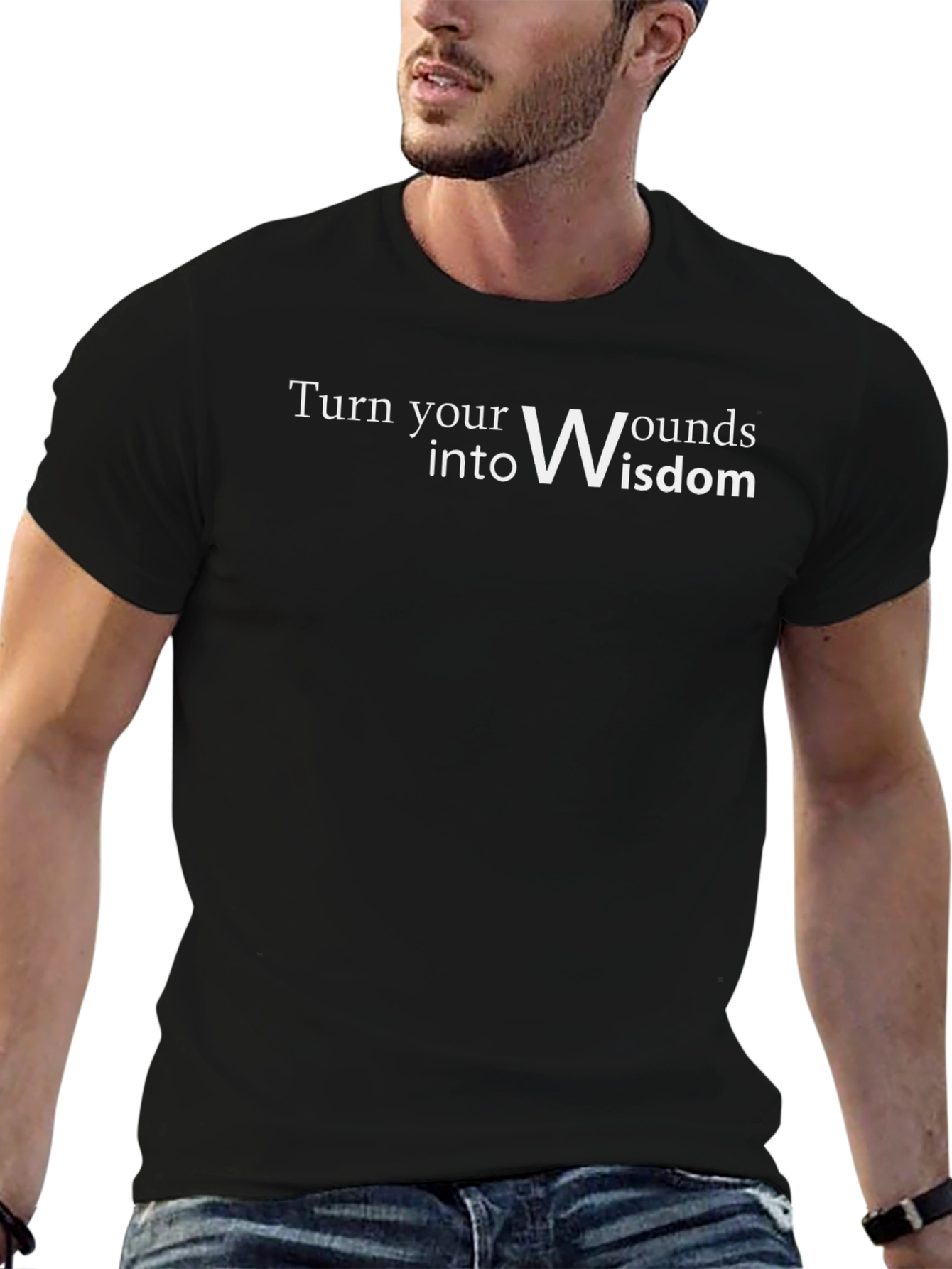 Inspirational Turn Wounds into Wisdom Black T-Shirt