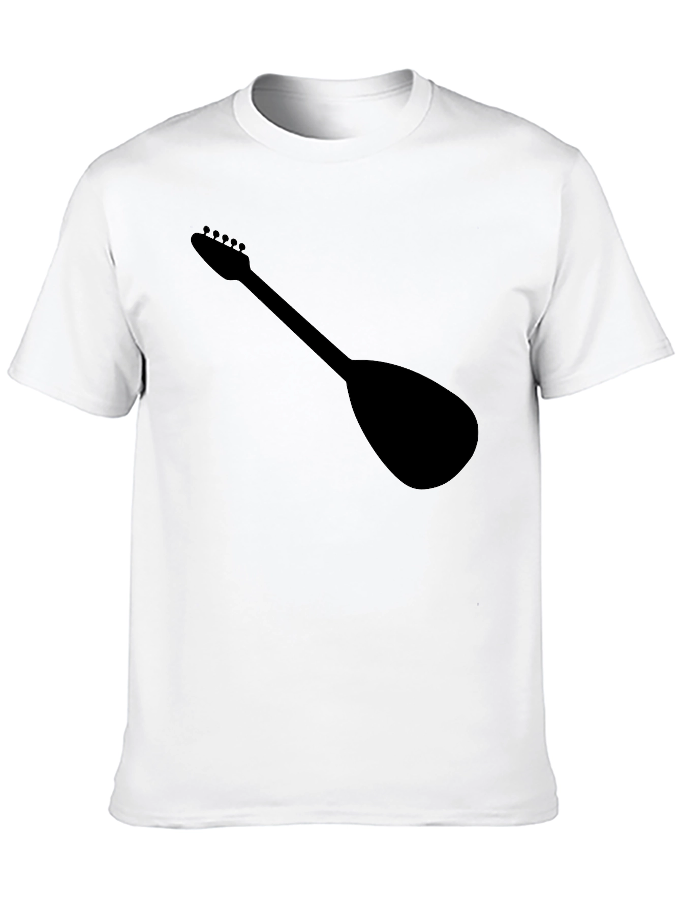 Black T-Shirt with Guitar Silhouette Graphic