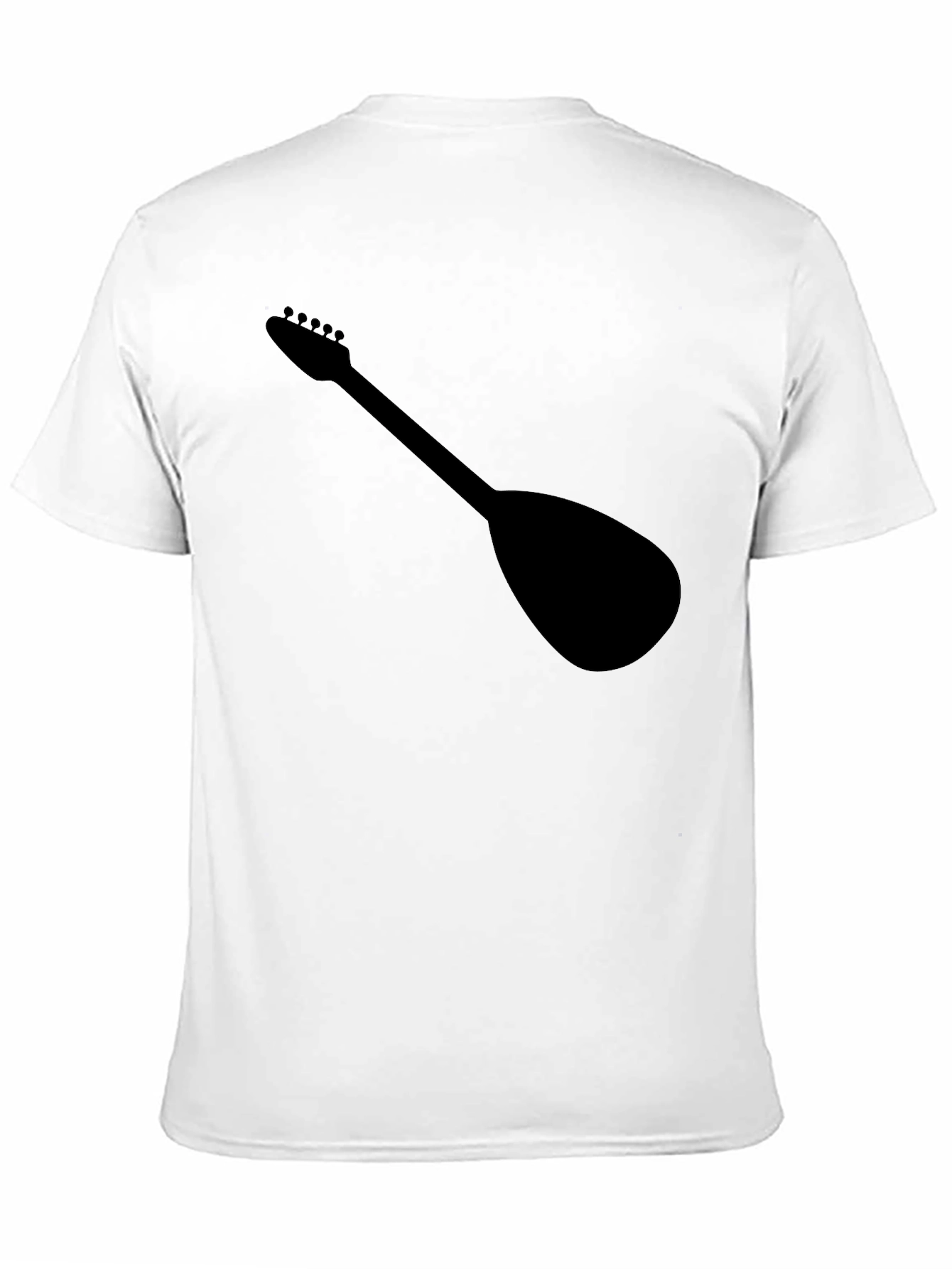 Black T-Shirt with Guitar Silhouette Graphic