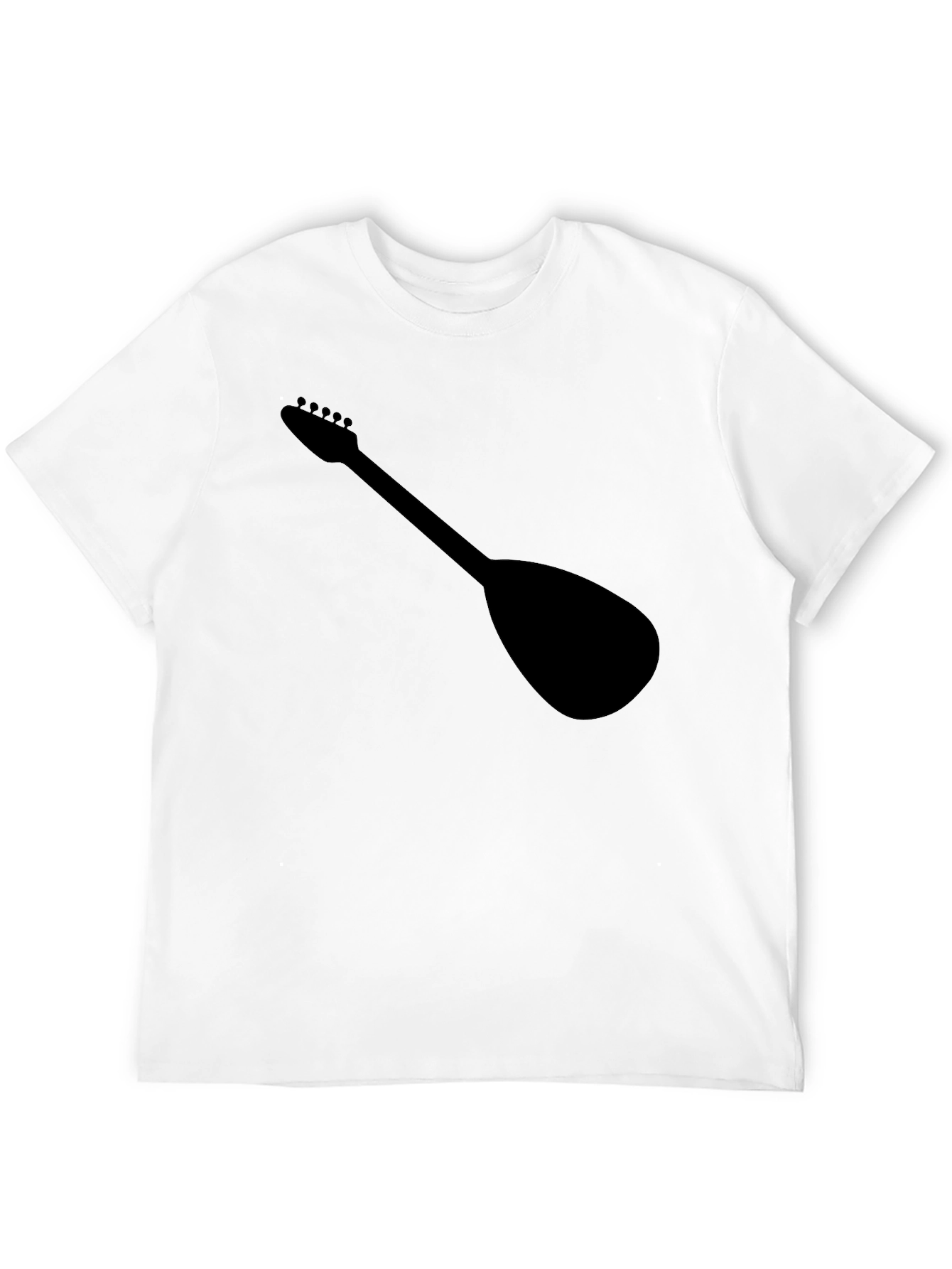 Black T-Shirt with Guitar Silhouette Graphic