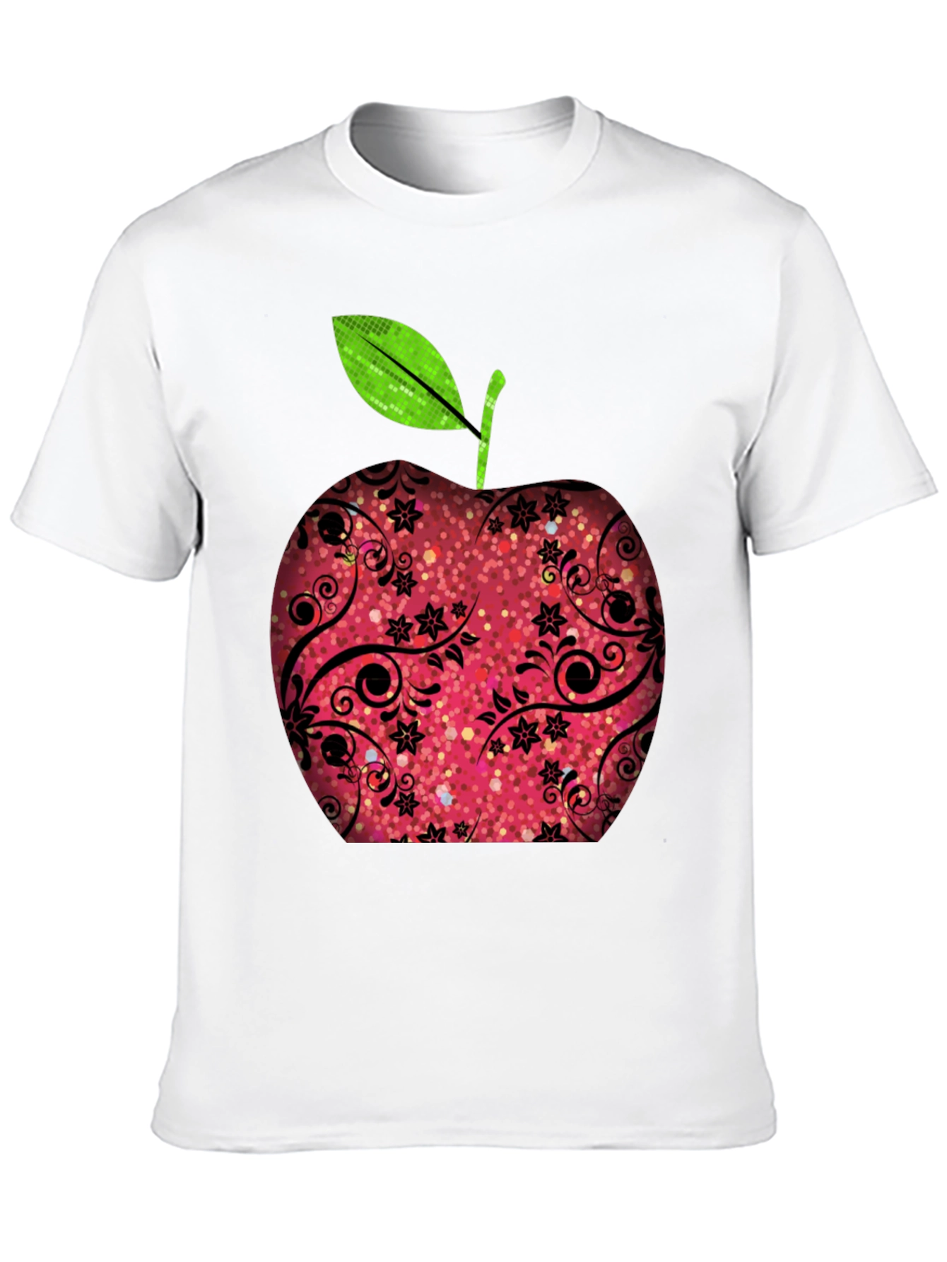 Apple Graphic Print Black T-Shirt