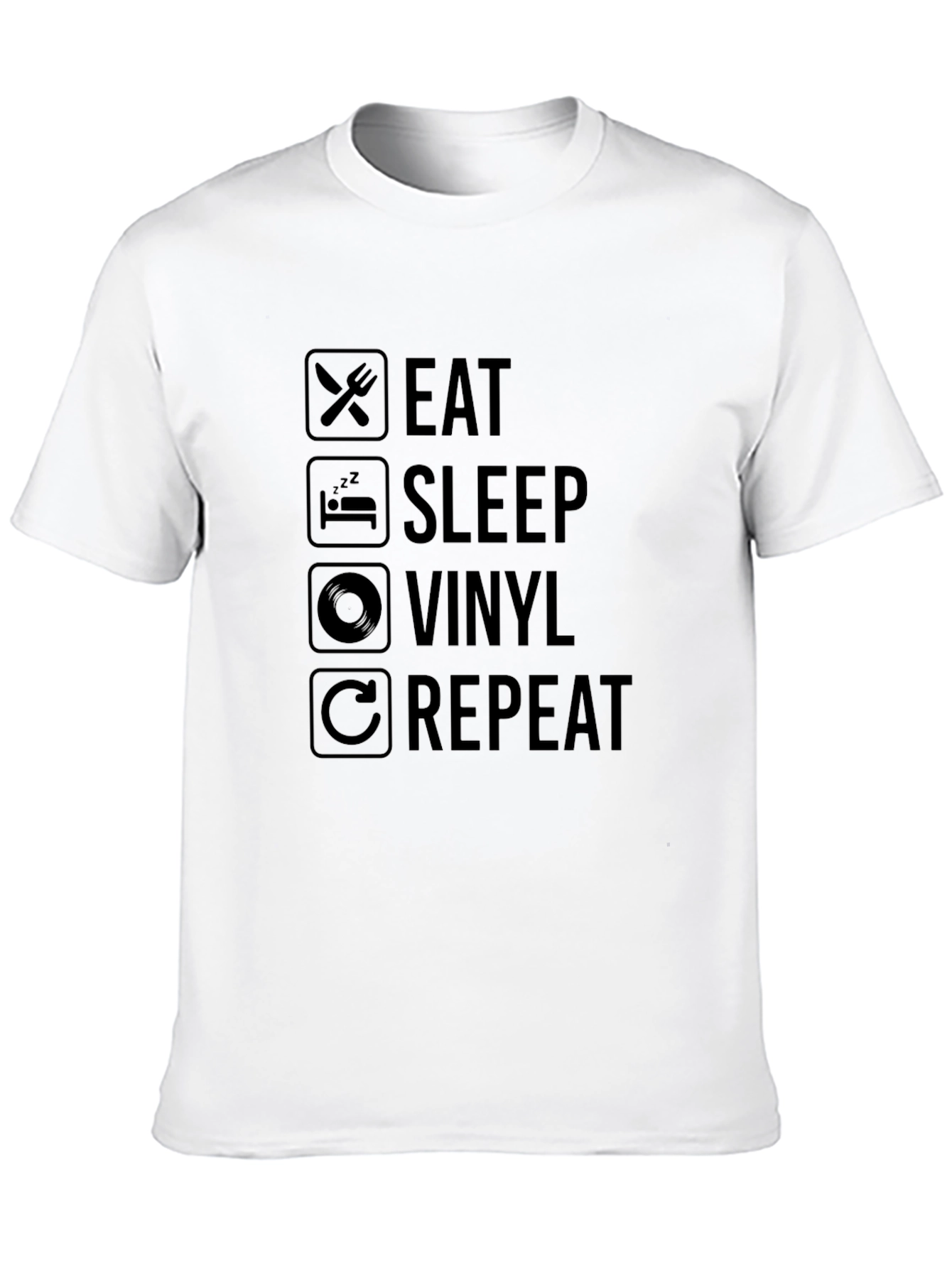 Eat Sleep Vinyl Repeat Black Graphic T-Shirt