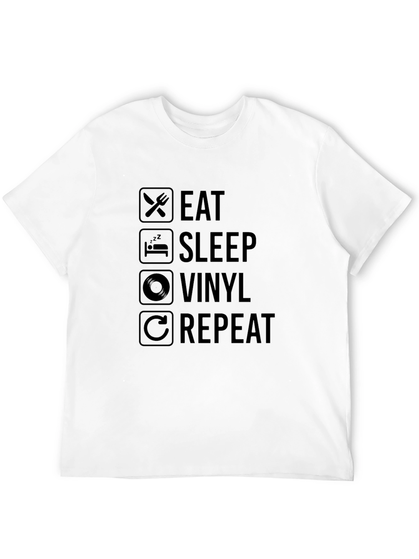 Eat Sleep Vinyl Repeat Black Graphic T-Shirt