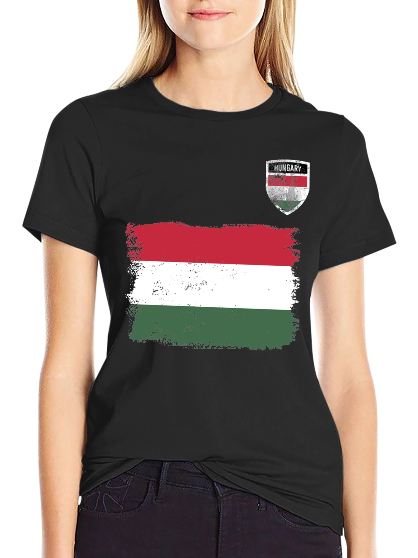 Hungary Flag T-Shirt Distressed Crest Patriotic Pride Tee