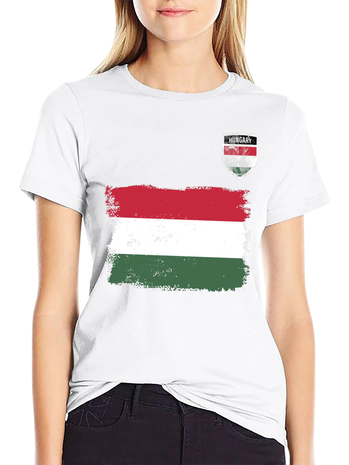 Hungary Flag T-Shirt Distressed Crest Patriotic Pride Tee