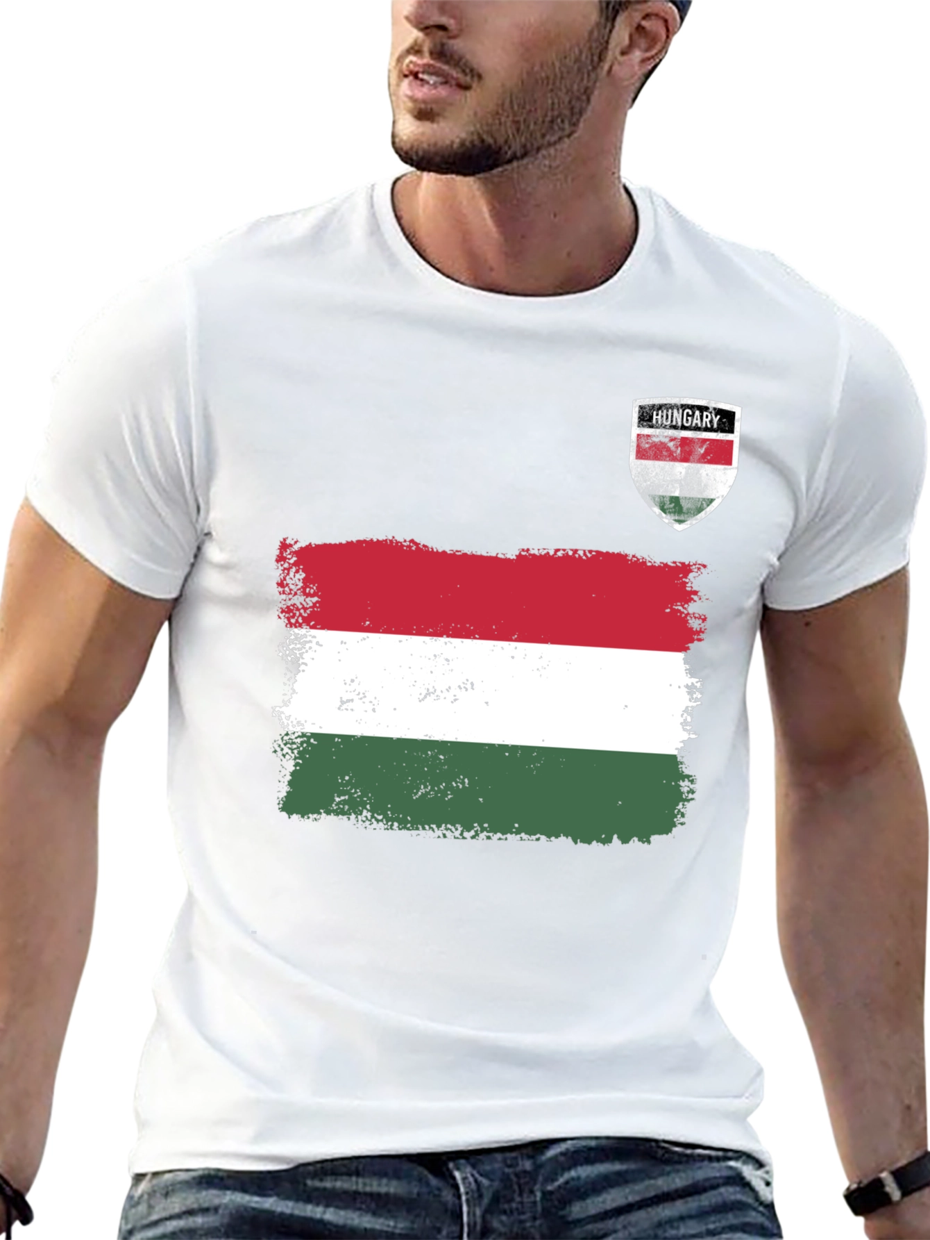 Hungary Flag T-Shirt Distressed Crest Patriotic Pride Tee
