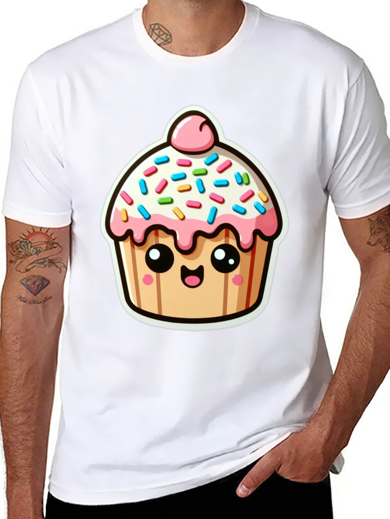 Cute Cupcake Graphic Black T-Shirt