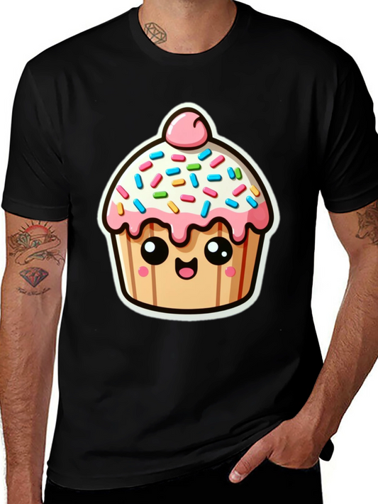 Cute Cupcake Graphic Black T-Shirt