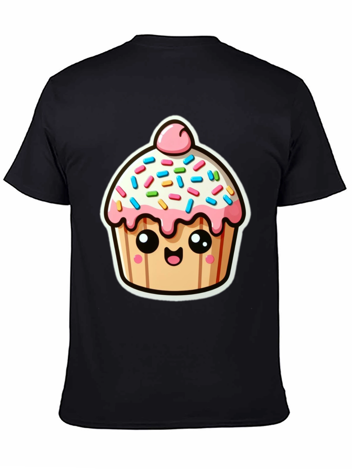 Cute Cupcake Graphic Black T-Shirt