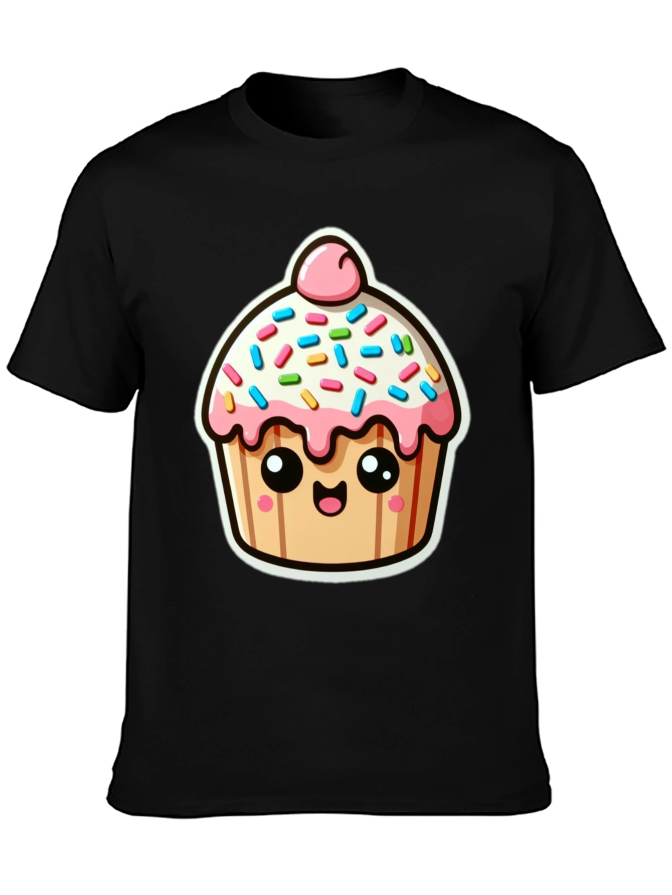 Cute Cupcake Graphic Black T-Shirt