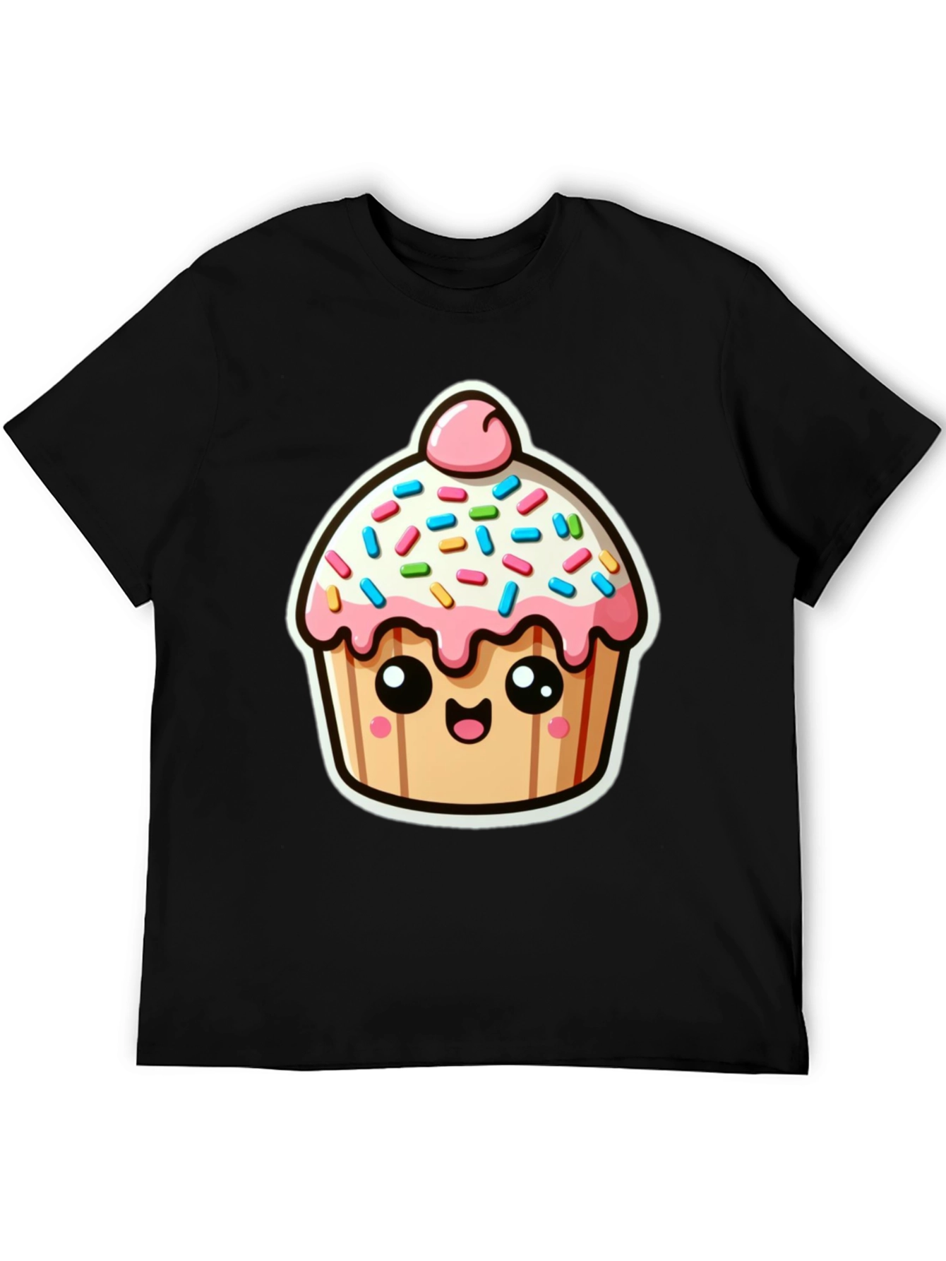 Cute Cupcake Graphic Black T-Shirt
