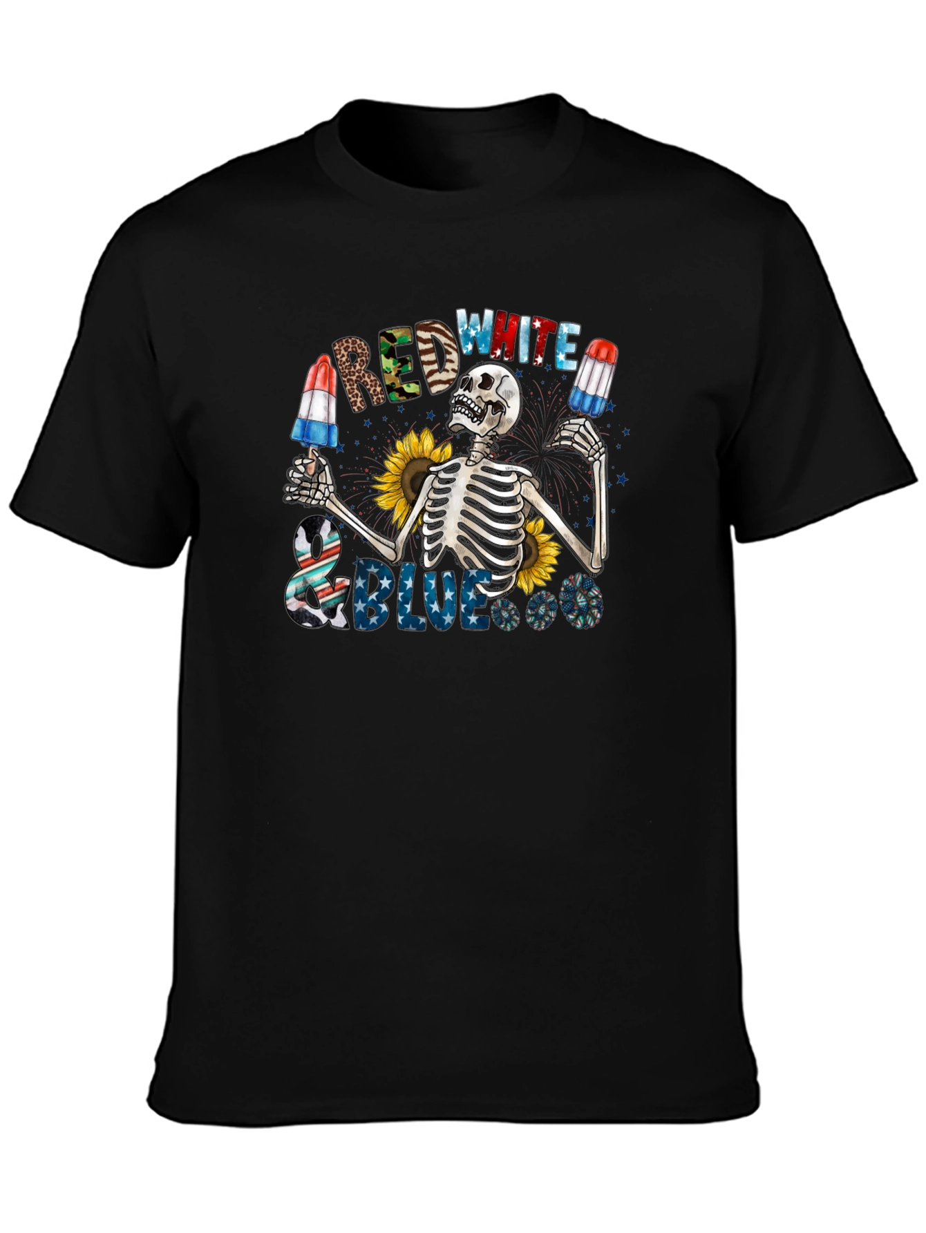 Red White & Blue Skeleton Graphic Tee