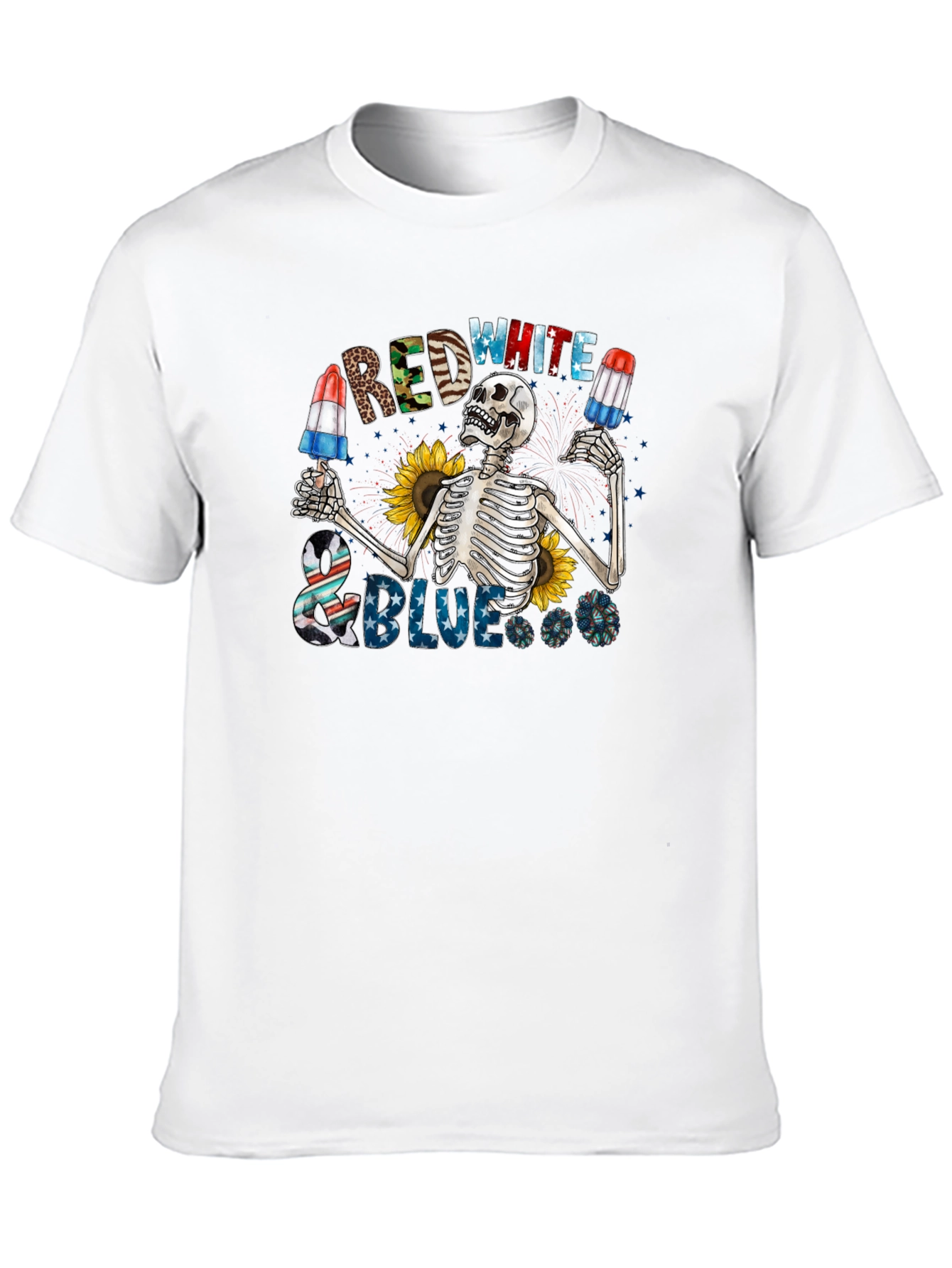 Red White & Blue Skeleton Graphic Tee
