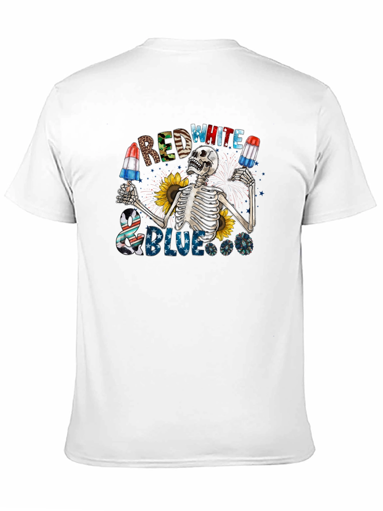 Red White & Blue Skeleton Graphic Tee
