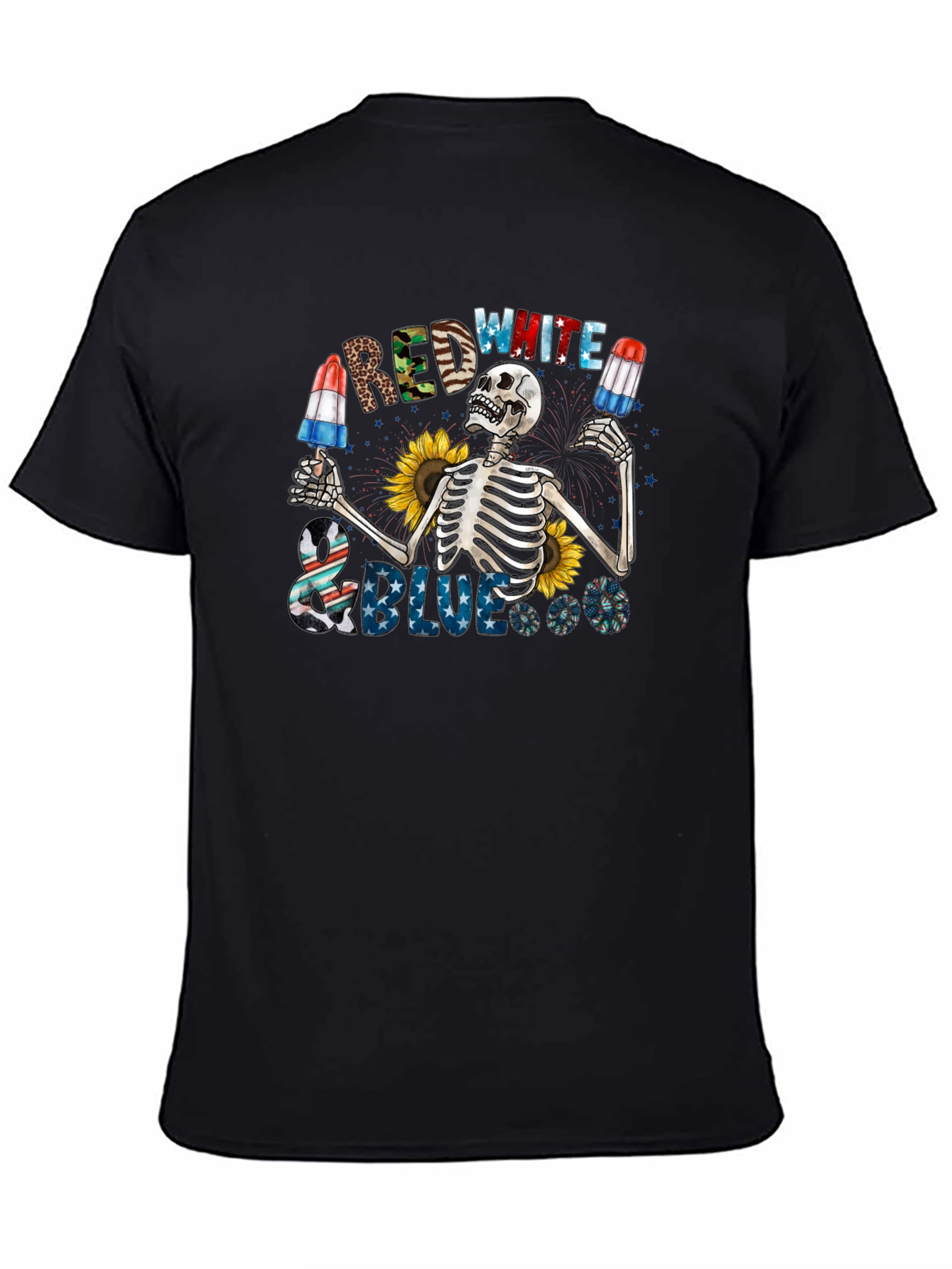 Red White & Blue Skeleton Graphic Tee