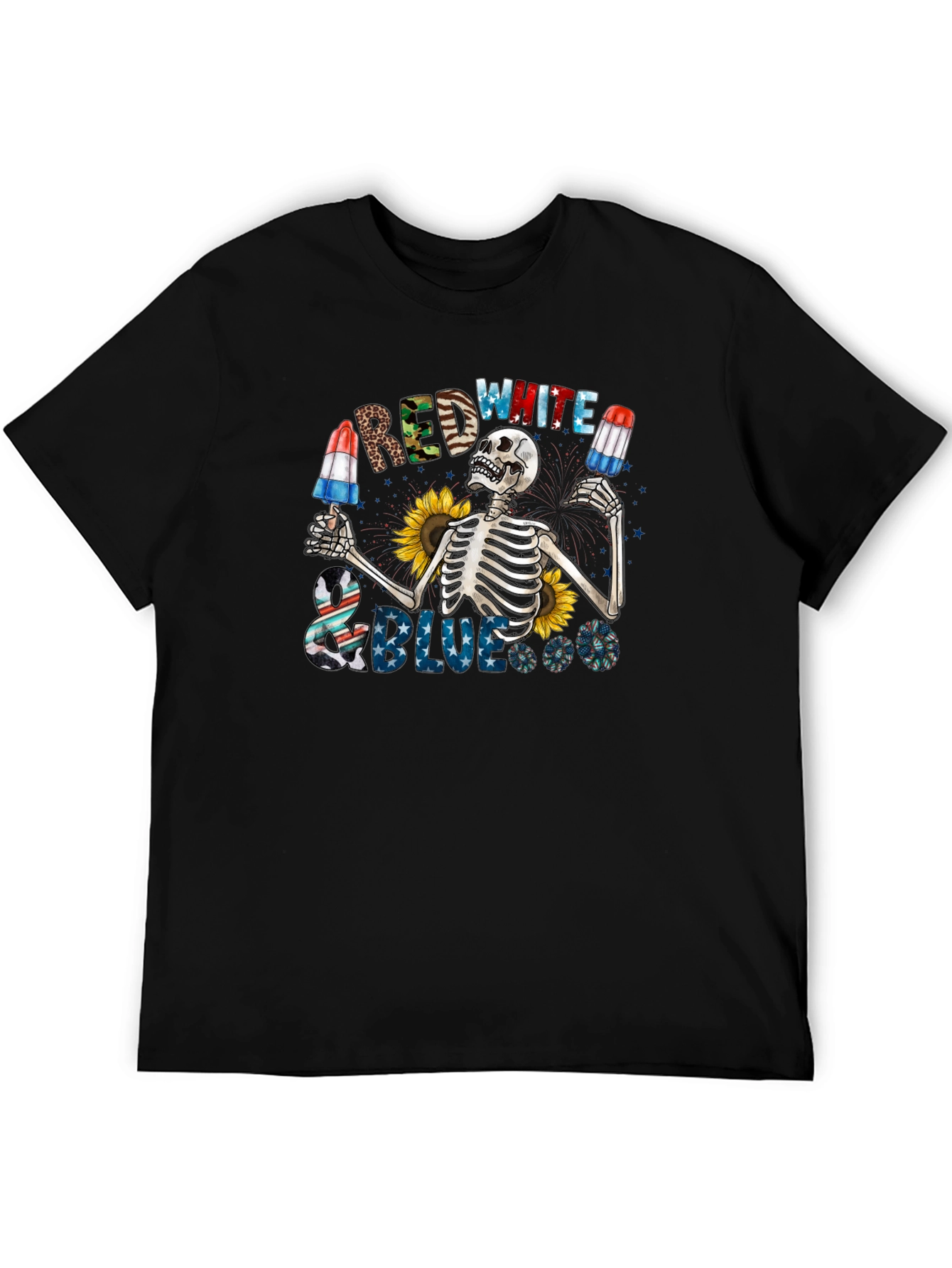 Red White & Blue Skeleton Graphic Tee