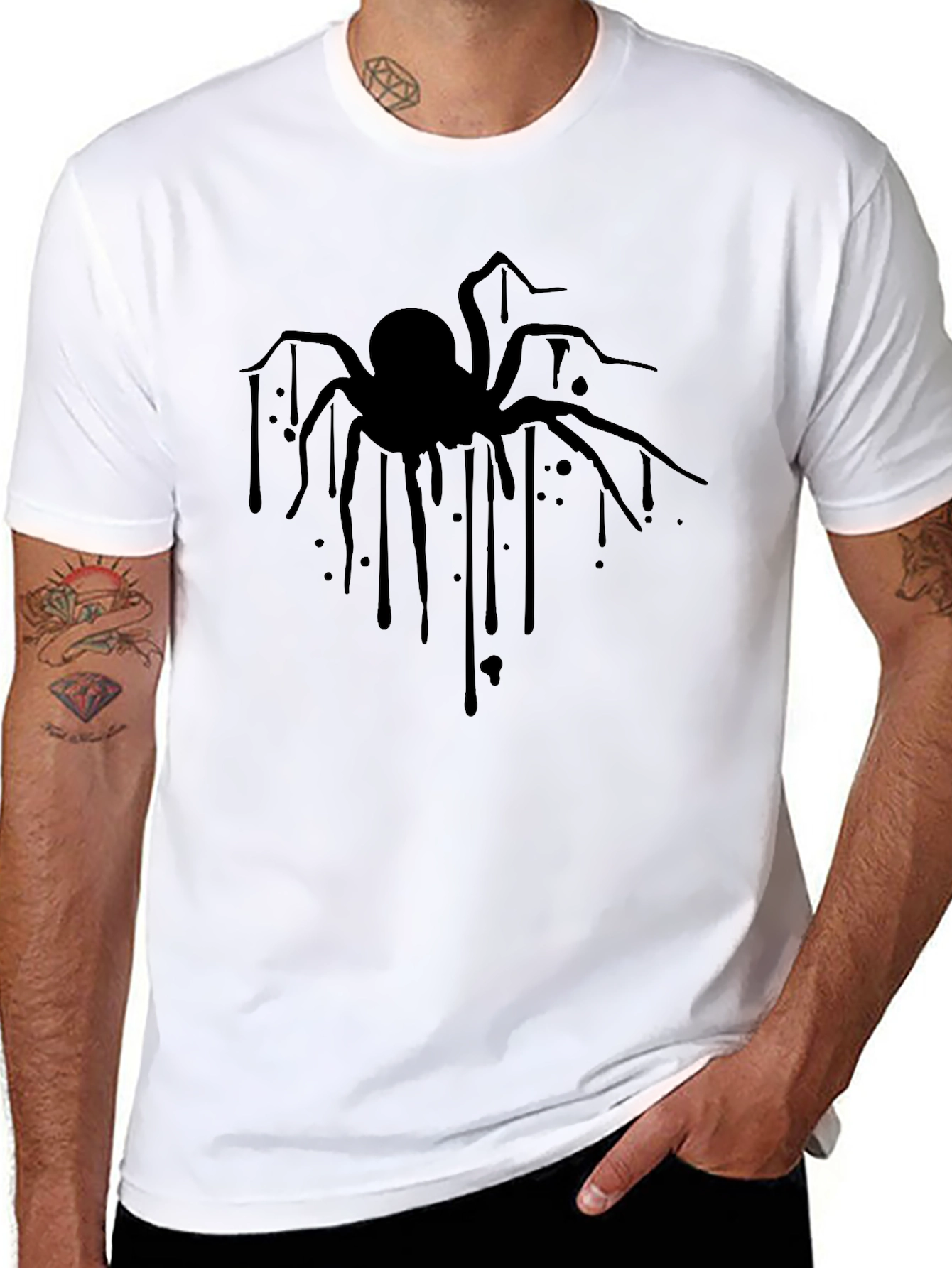 Creepy Spider Graphic Tee - Mens Black T-Shirt