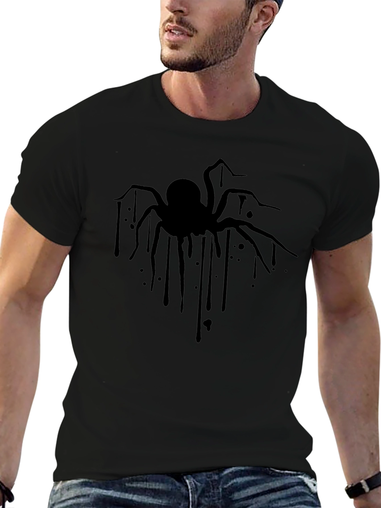 Creepy Spider Graphic Tee - Mens Black T-Shirt