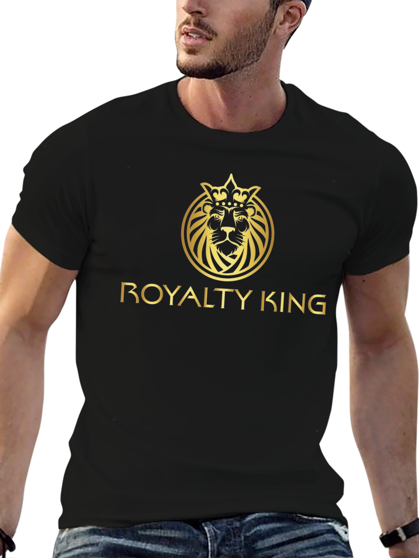 Royalty King Lion Crown Graphic Tee - Black