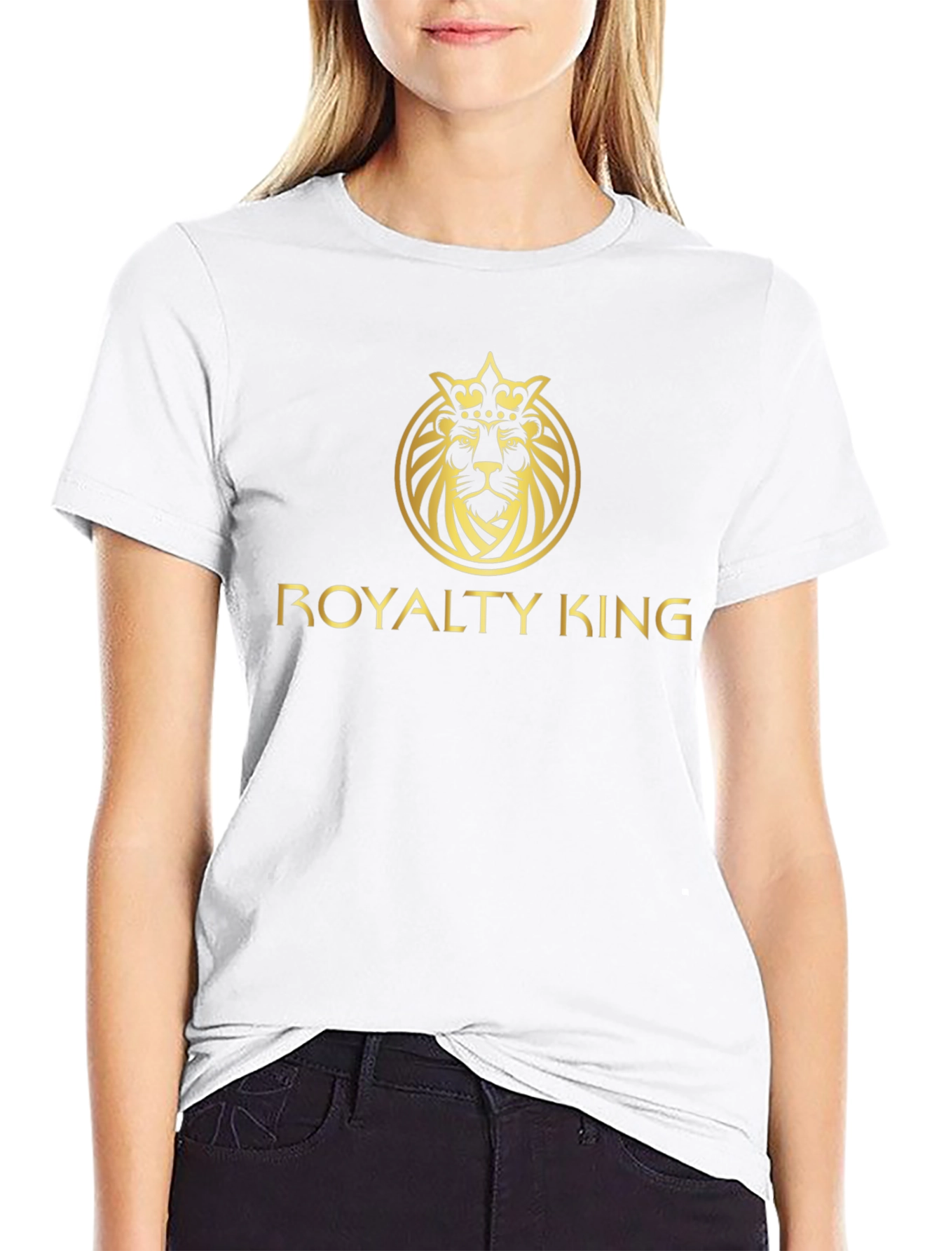 Royalty King Lion Crown Graphic Tee - Black