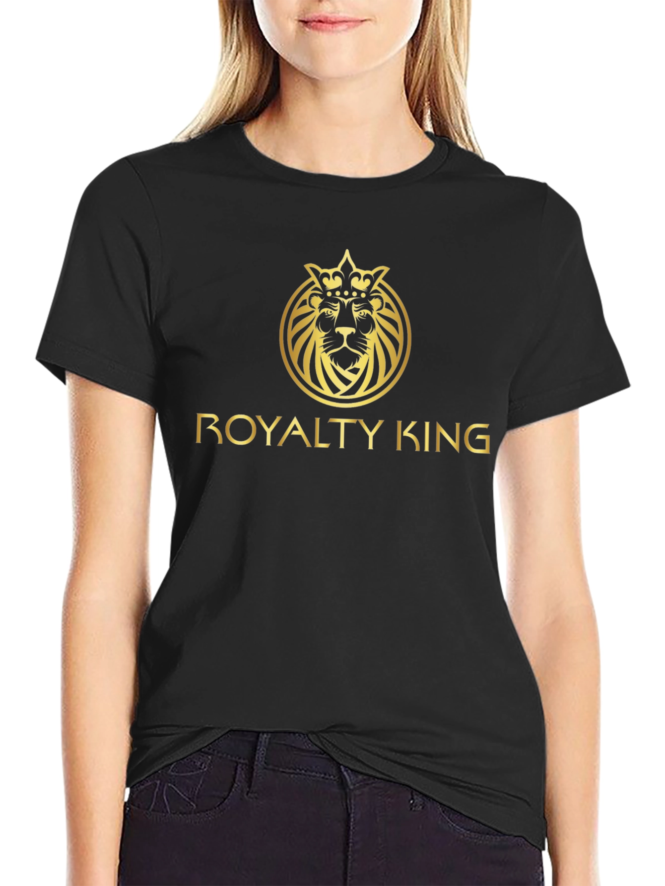 Royalty King Lion Crown Graphic Tee - Black