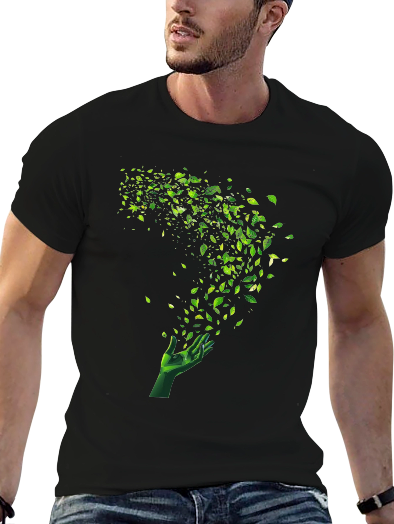 Natures Touch Graphic Tee - Black Cotton Blend