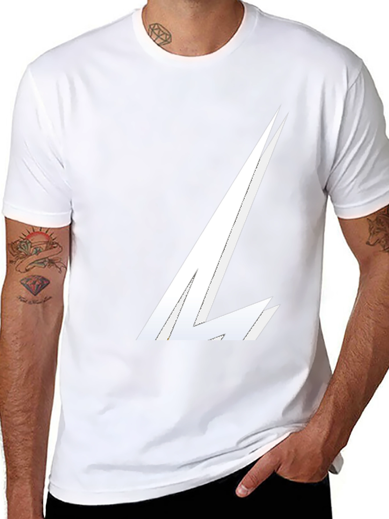 Stylish Black Tee with White Graphic Design