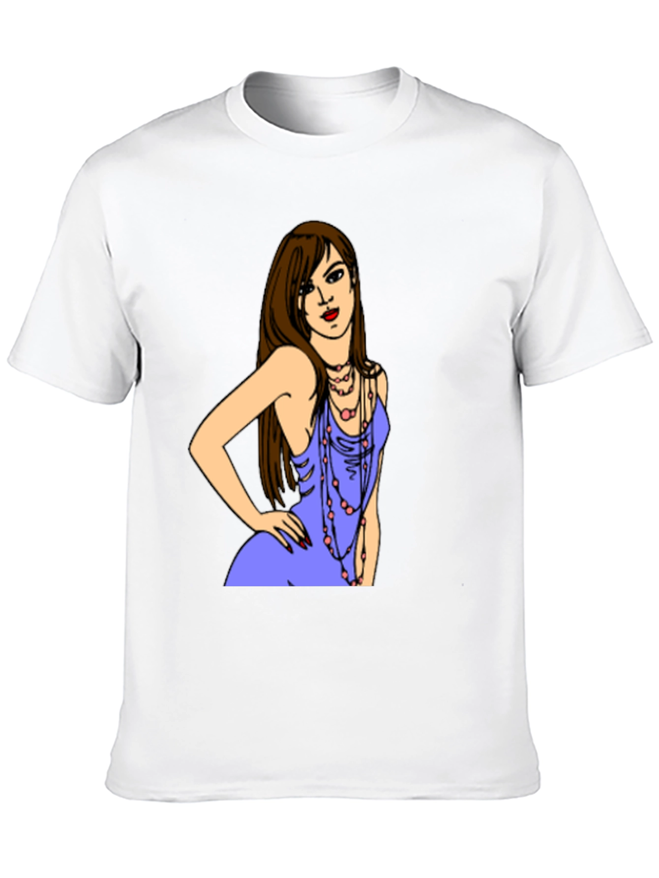 Stylish Black T-Shirt with Illustrated Woman Design