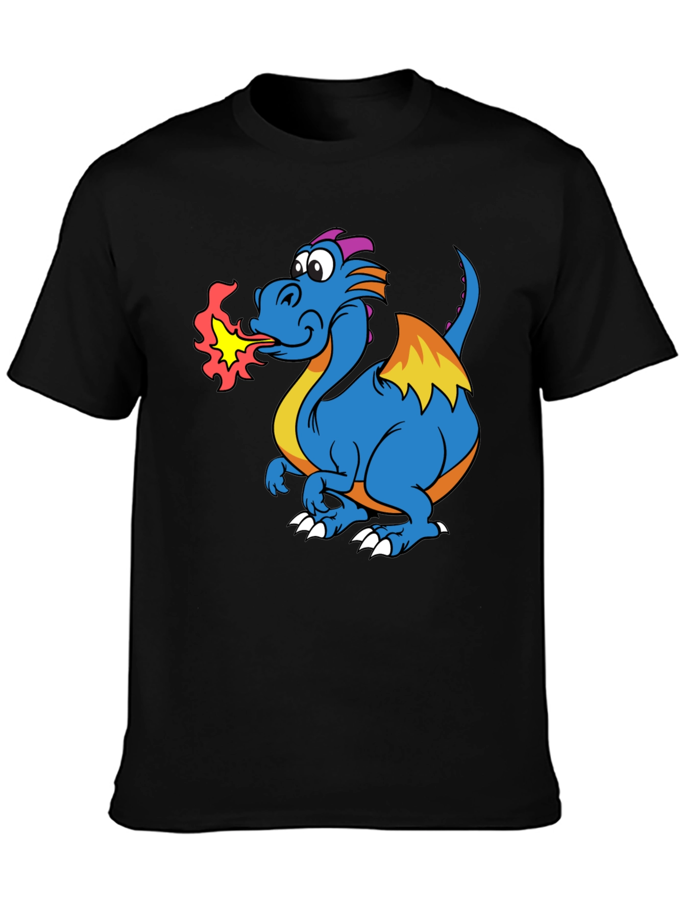 Fire-Breathing Dragon Graphic T-Shirt - Black