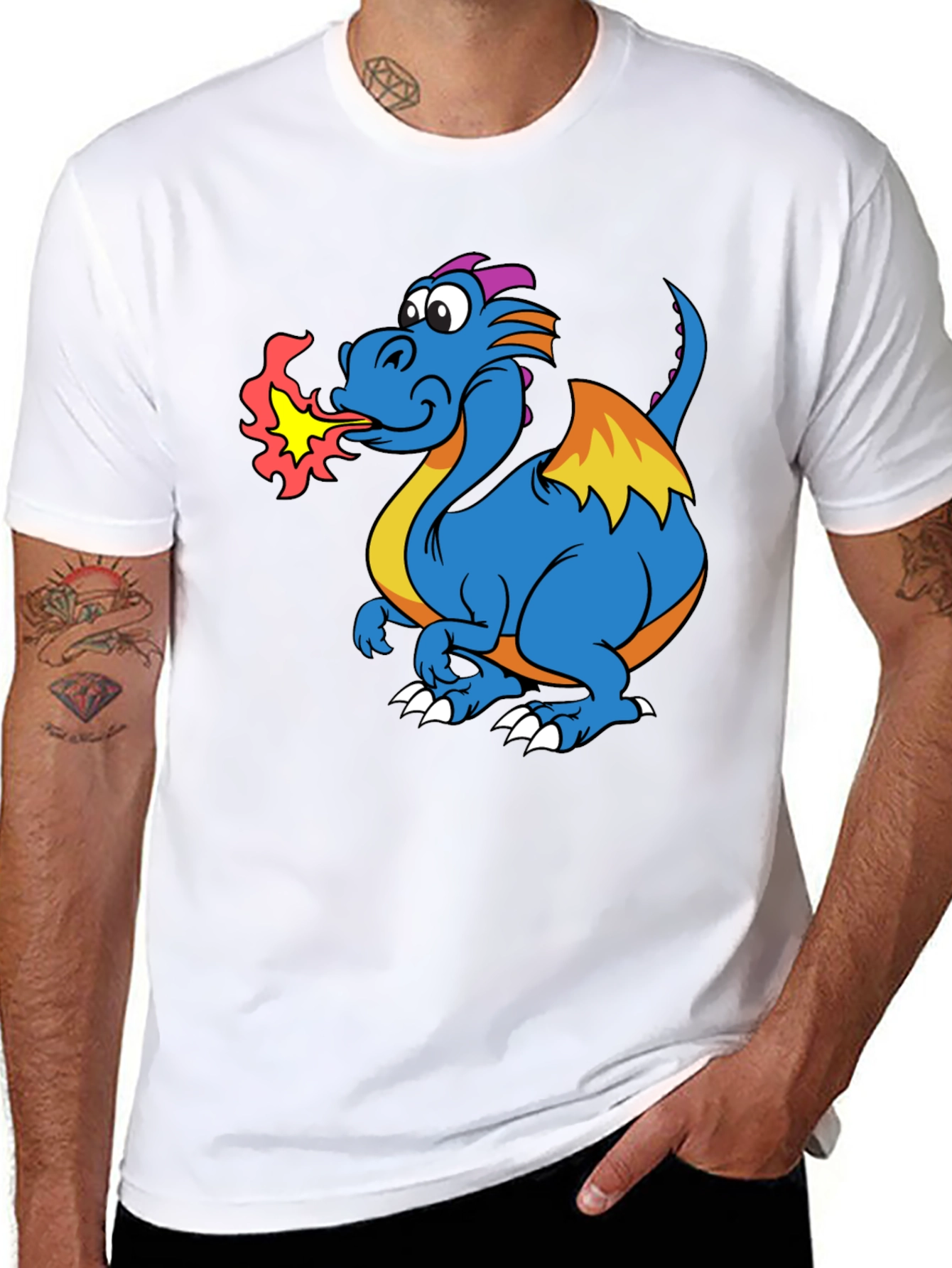 Fire-Breathing Dragon Graphic T-Shirt - Black