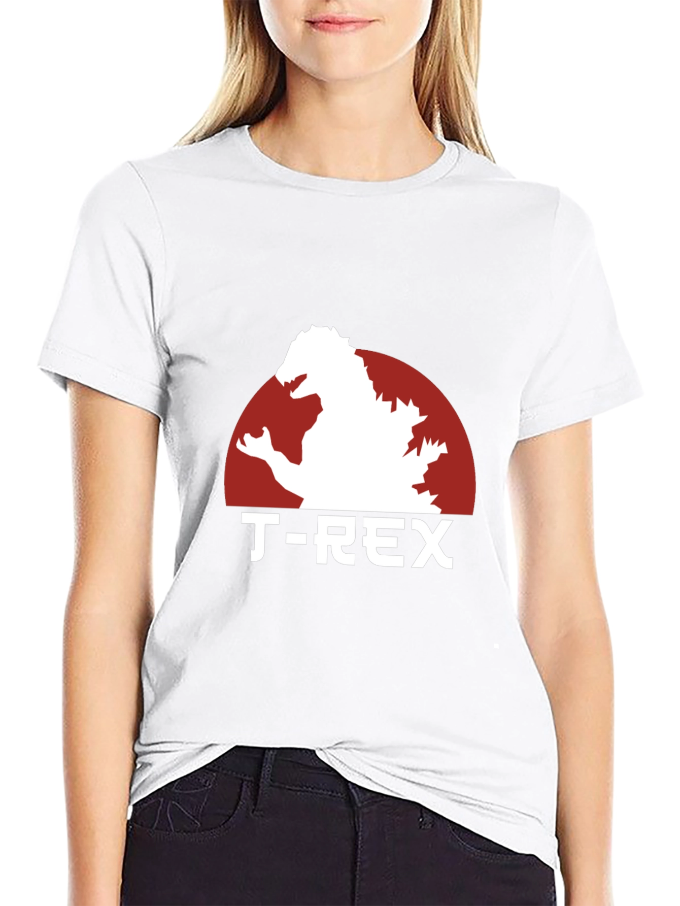 Godzilla T-Rex Graphic Print Black T-Shirt