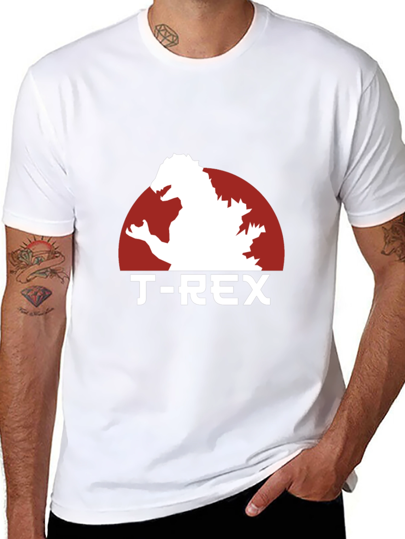 Godzilla T-Rex Graphic Print Black T-Shirt