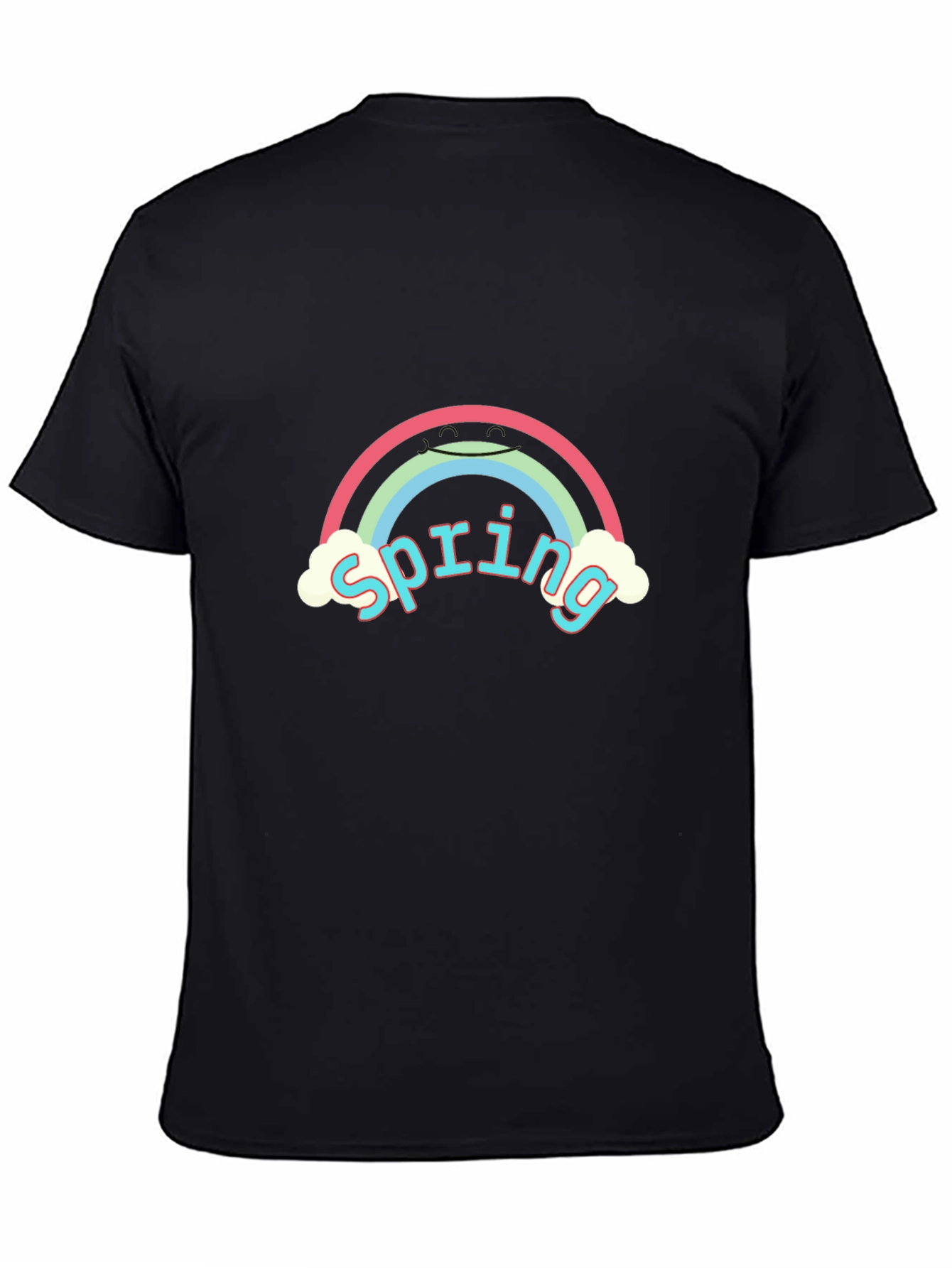 Spring Rainbow Graphic Tee - Stylish Black T-Shirt
