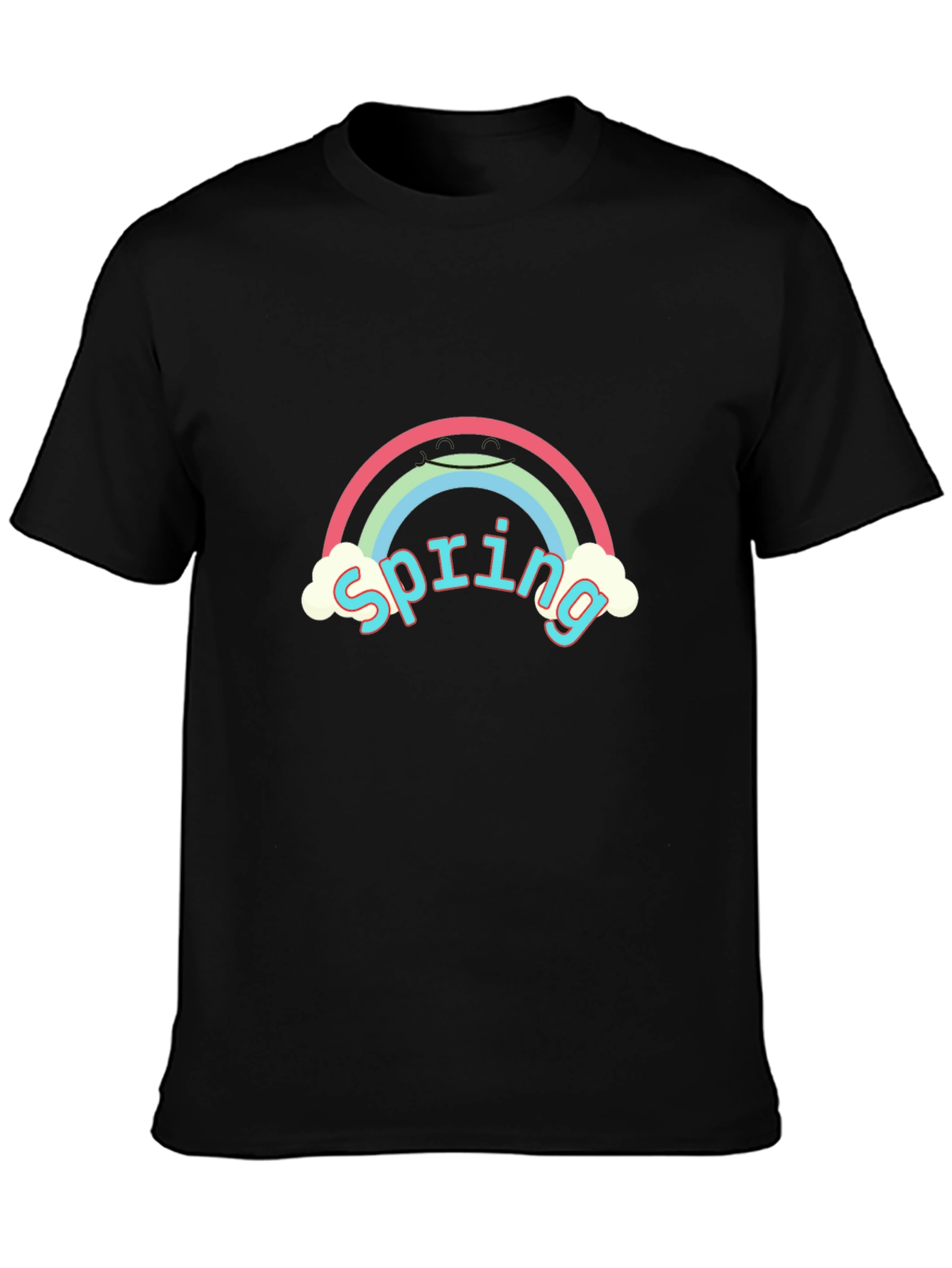 Spring Rainbow Graphic Tee - Stylish Black T-Shirt