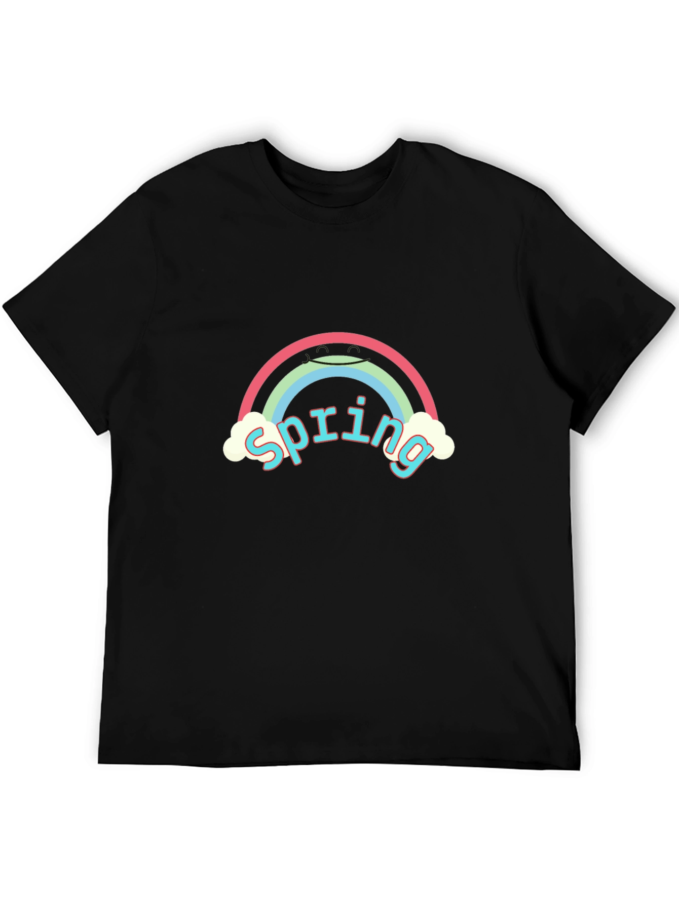 Spring Rainbow Graphic Tee - Stylish Black T-Shirt