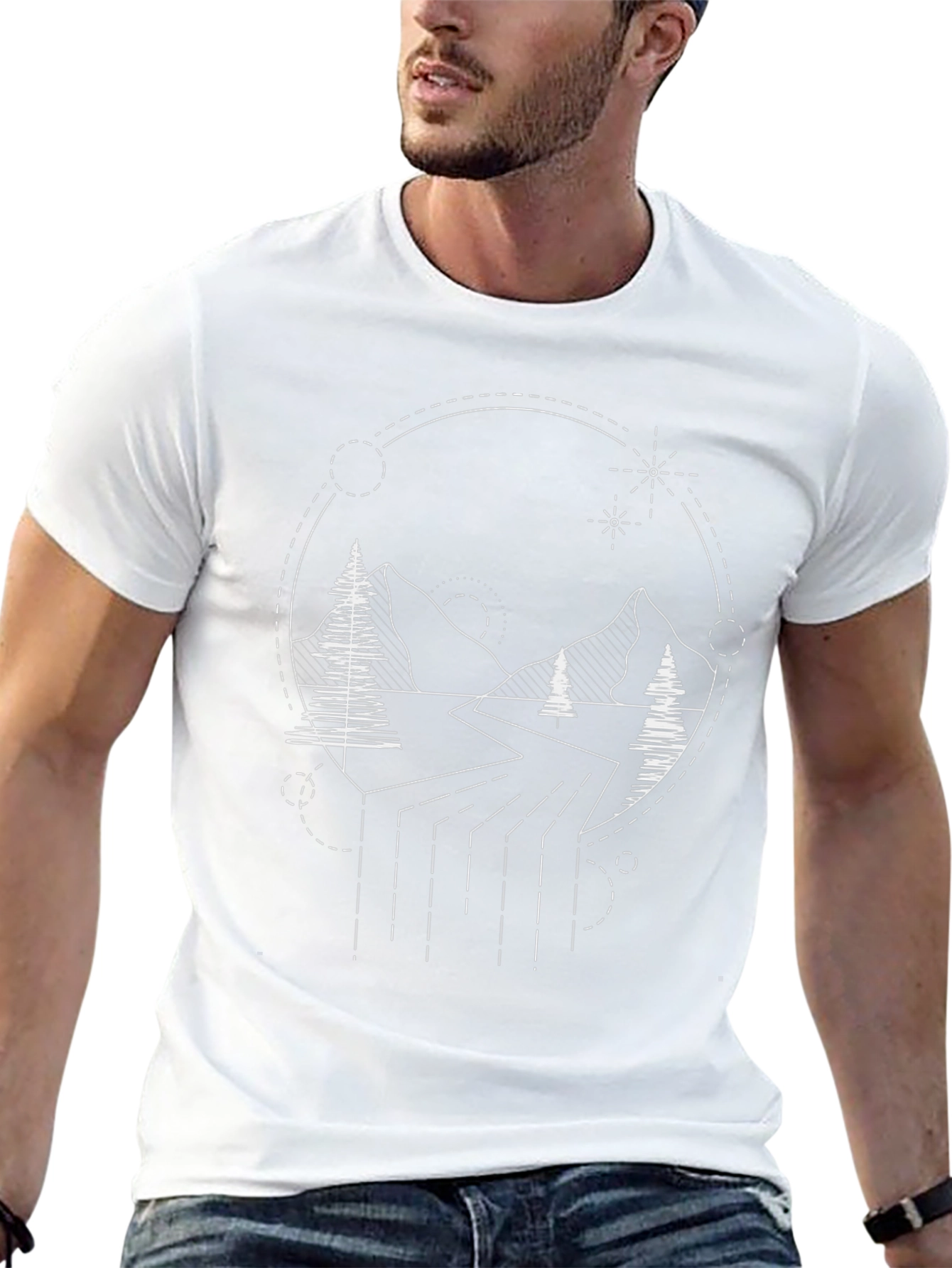 Geometric Mountain Scene Tee