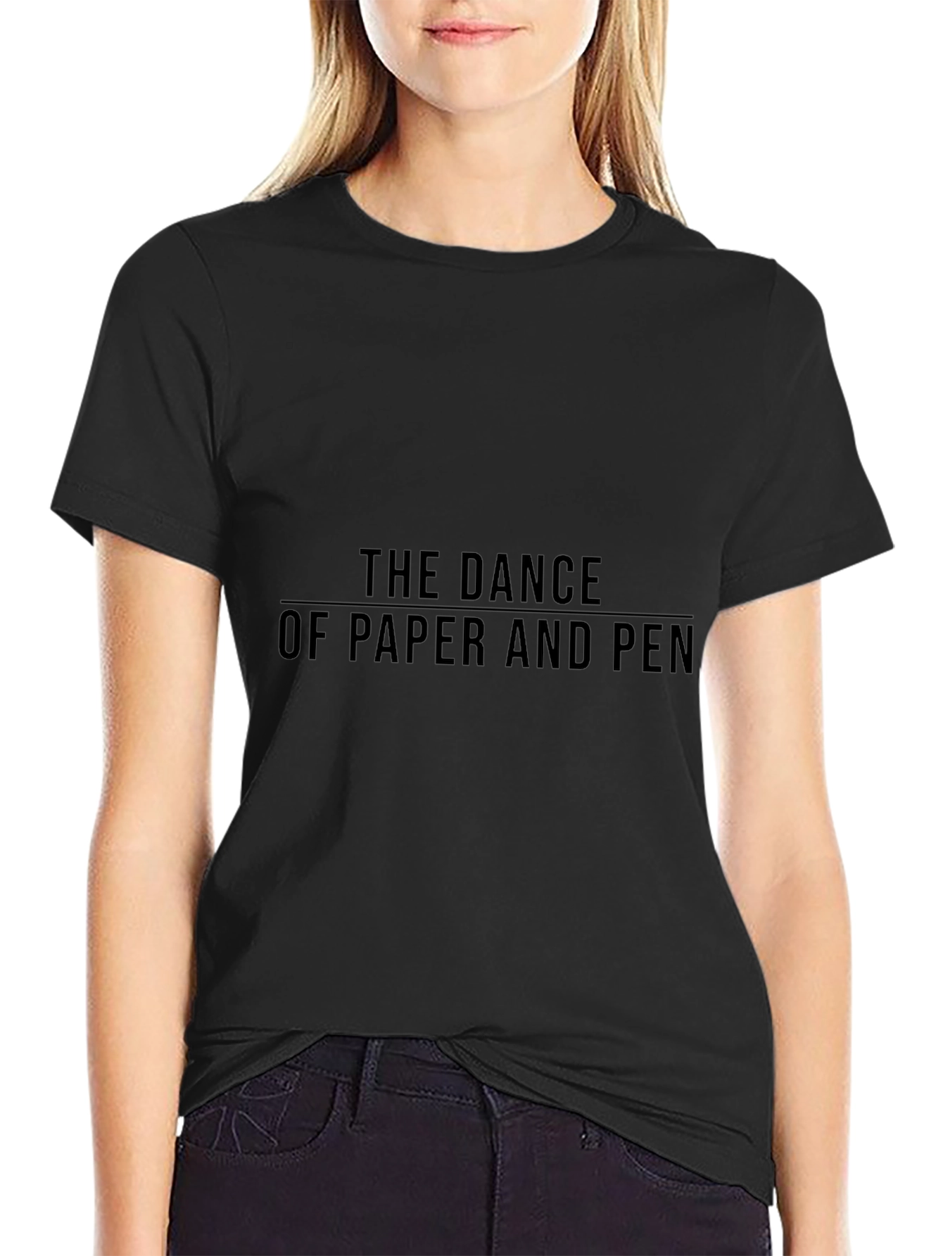 The Dance of Paper and Pen Black Tee