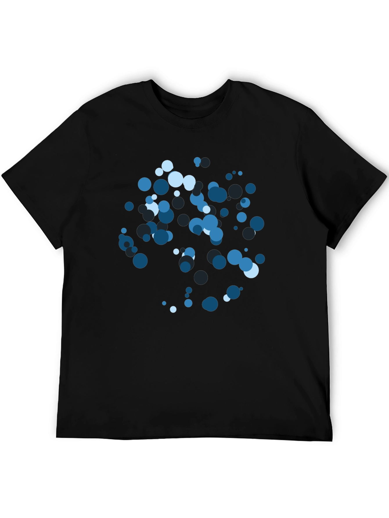 Blue Circles Graphic Print Black T-Shirt