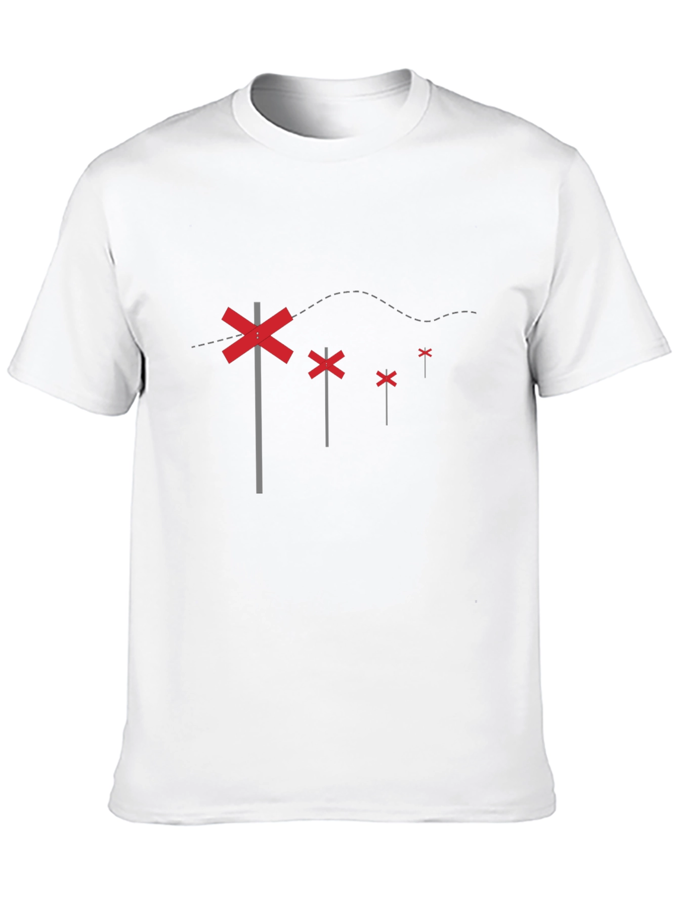 Black T-Shirt with Railroad Crossing Sign Design