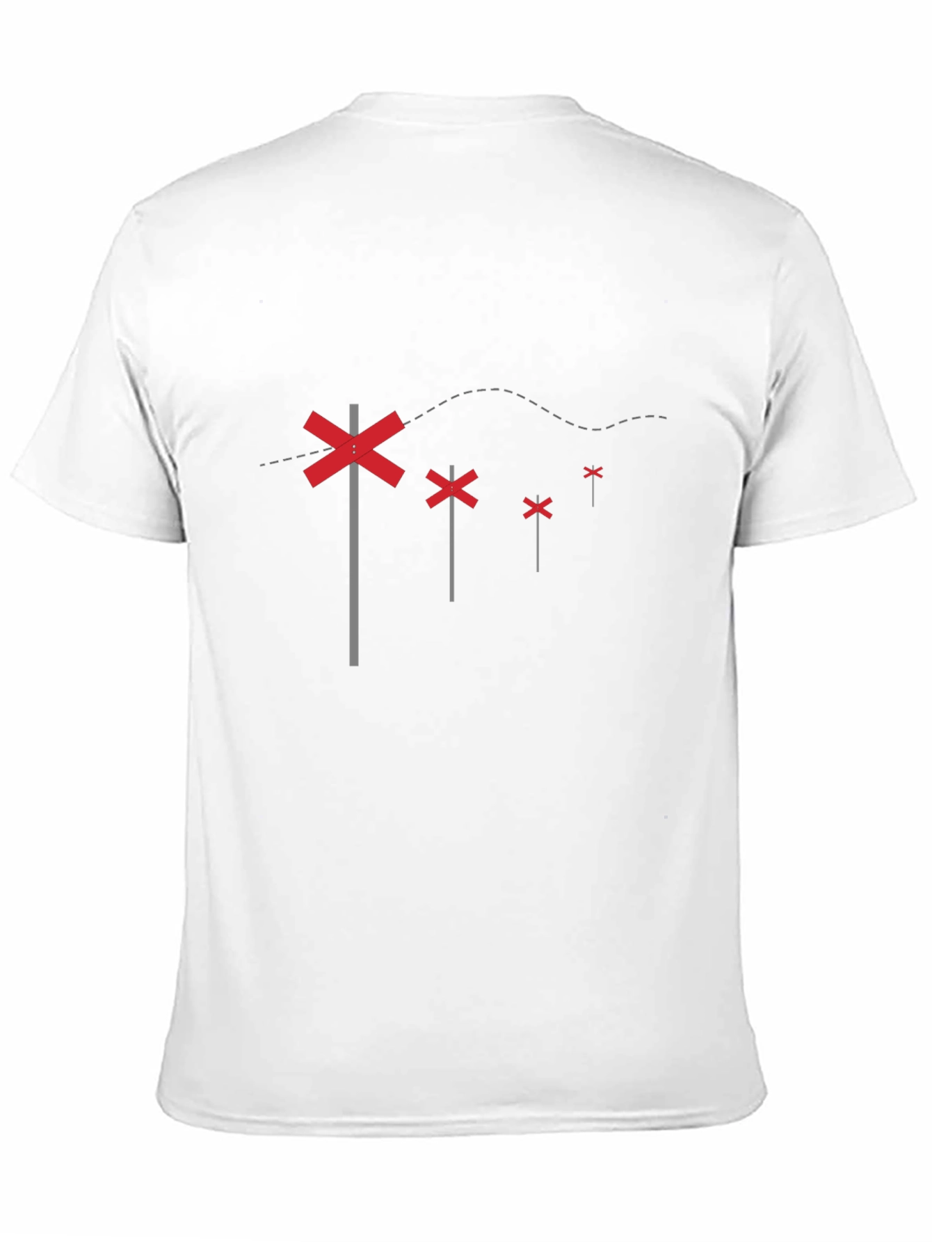 Black T-Shirt with Railroad Crossing Sign Design