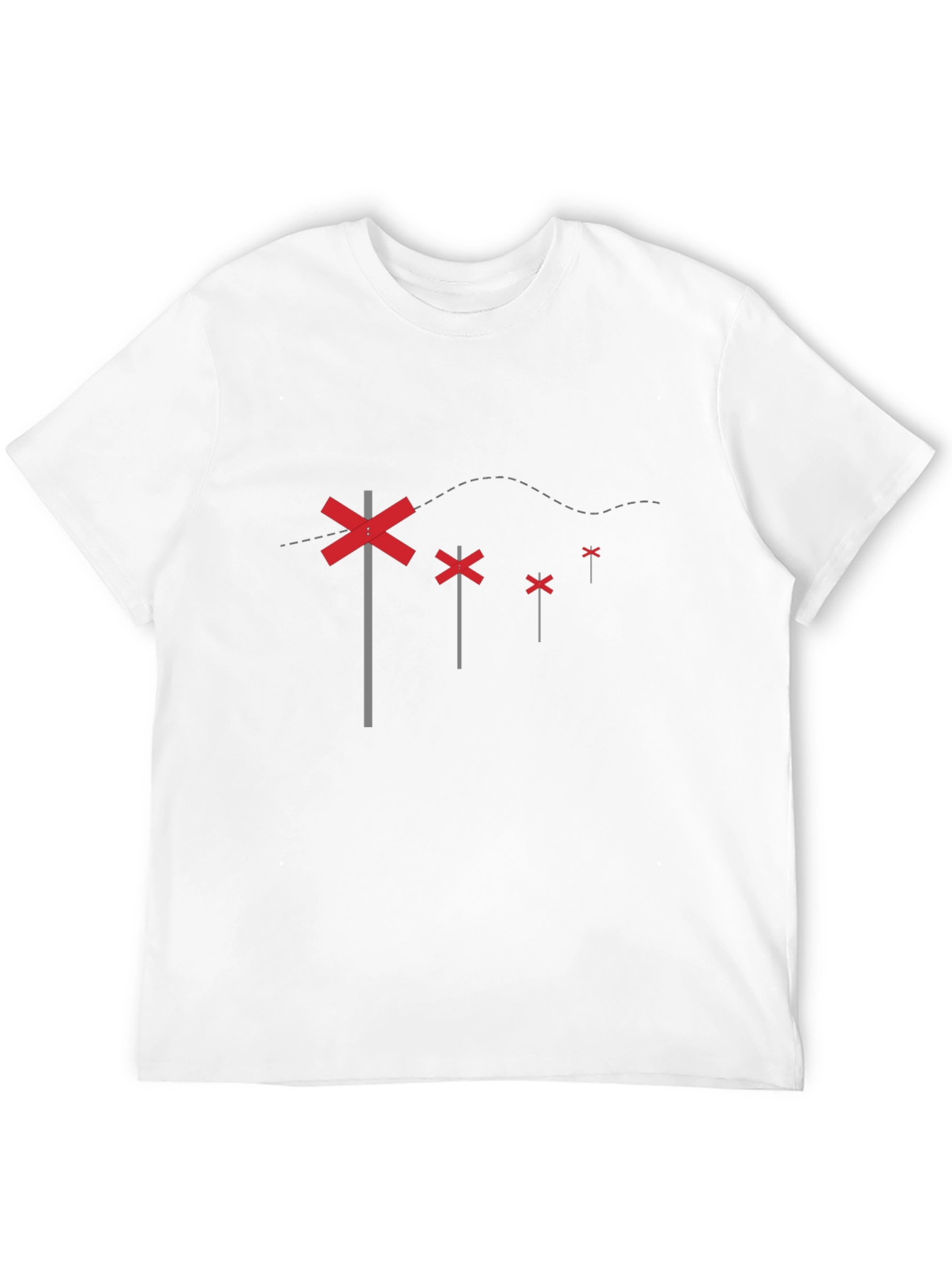 Black T-Shirt with Railroad Crossing Sign Design