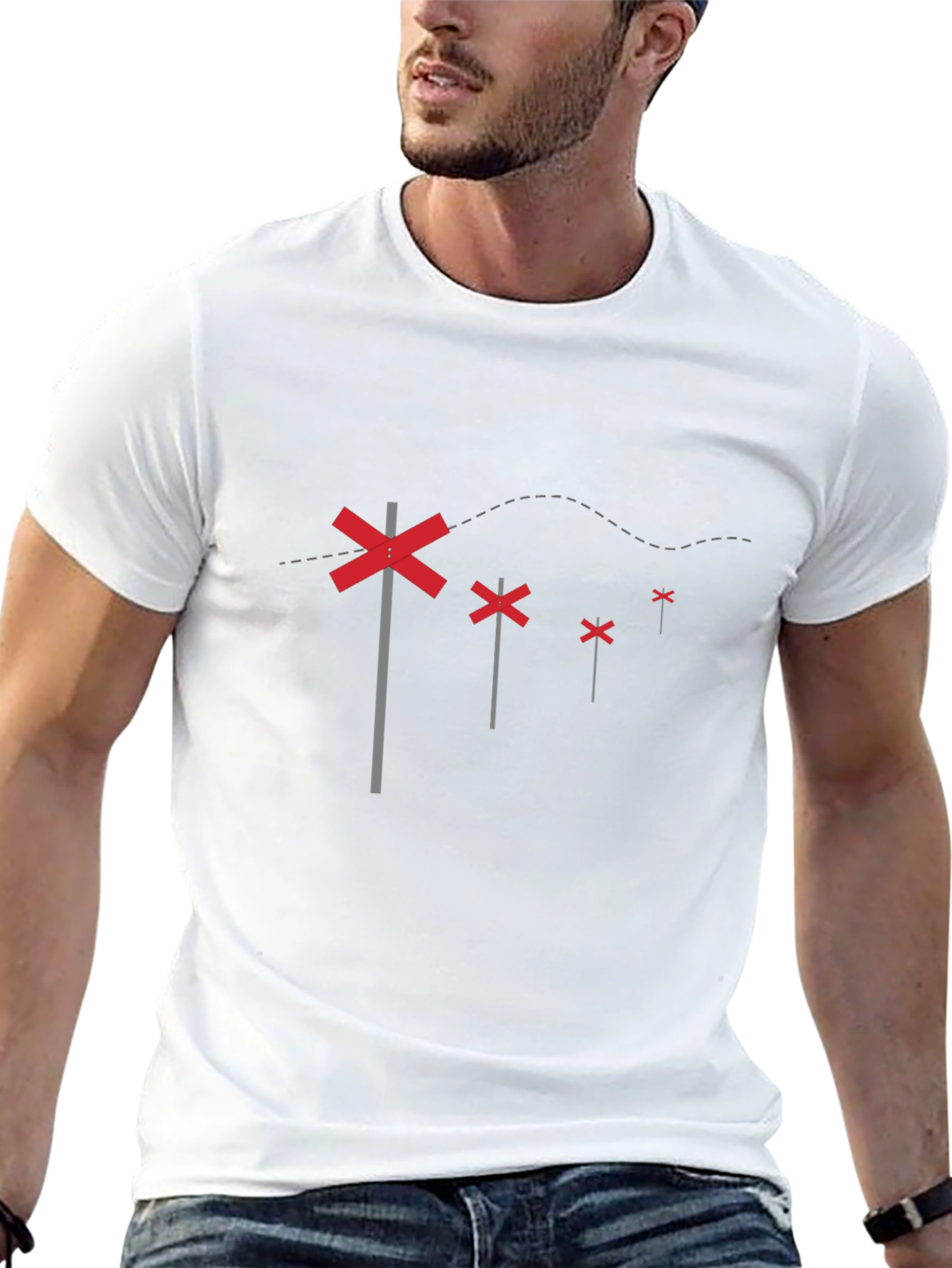 Black T-Shirt with Railroad Crossing Sign Design