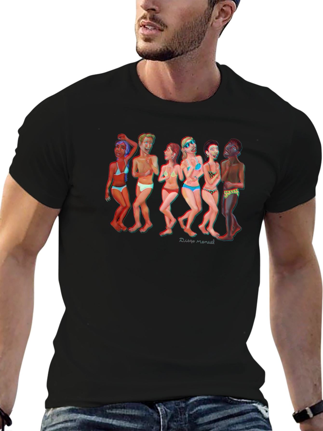 Fun Beach Cartoon Graphic T-Shirt