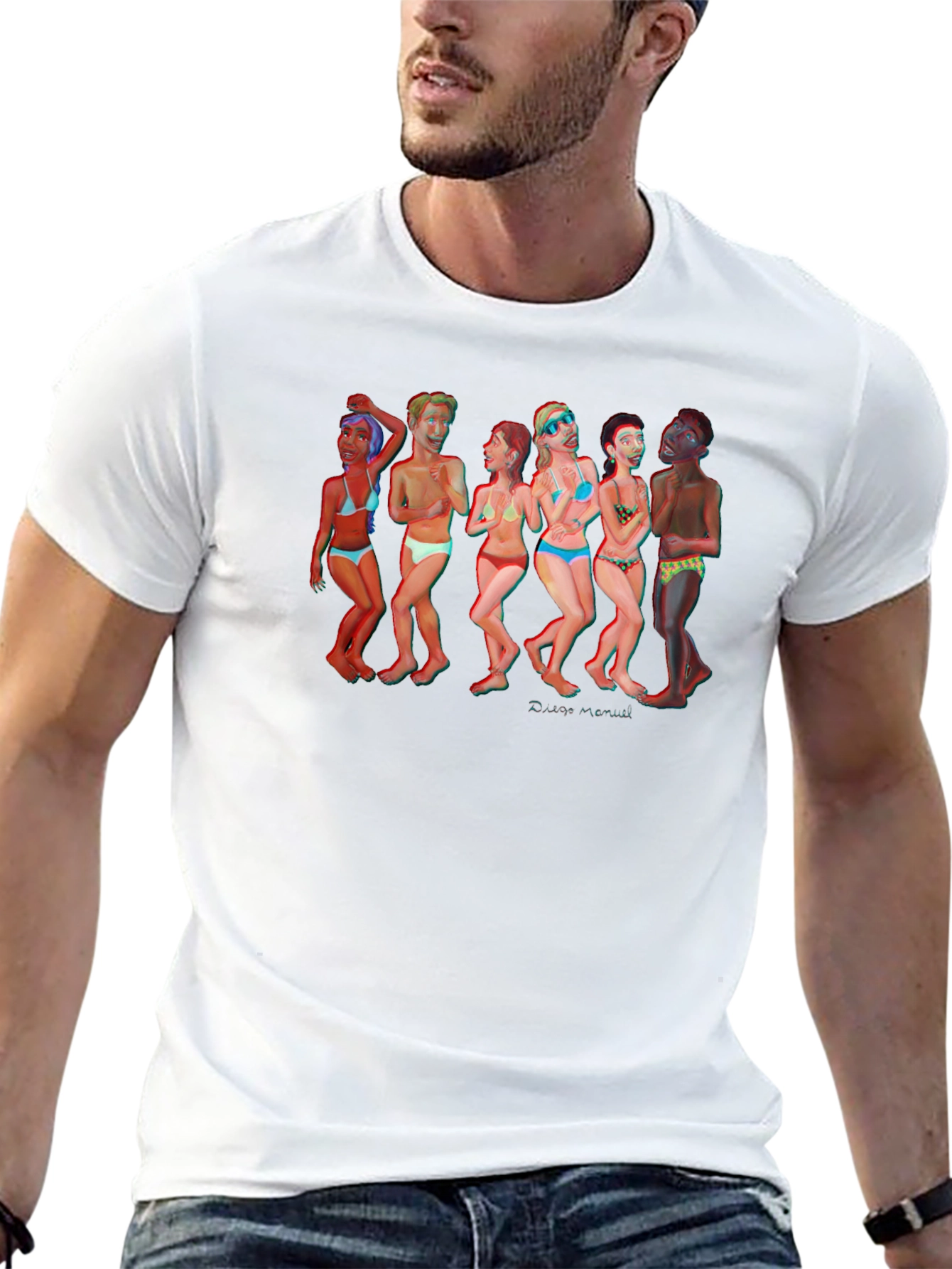 Fun Beach Cartoon Graphic T-Shirt