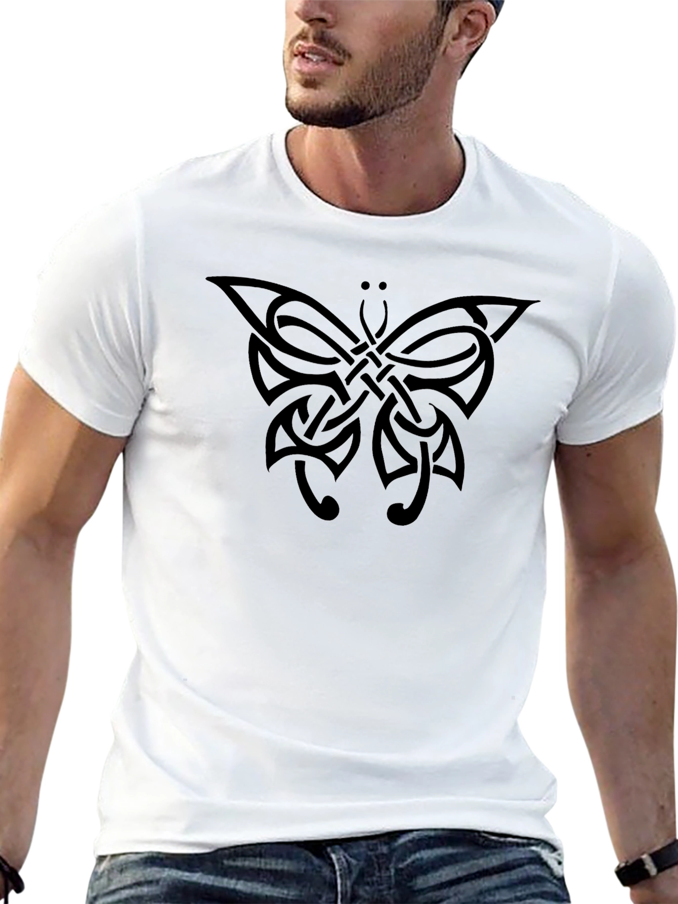 Celtic Butterfly Graphic Tee - Black Cotton T-Shirt